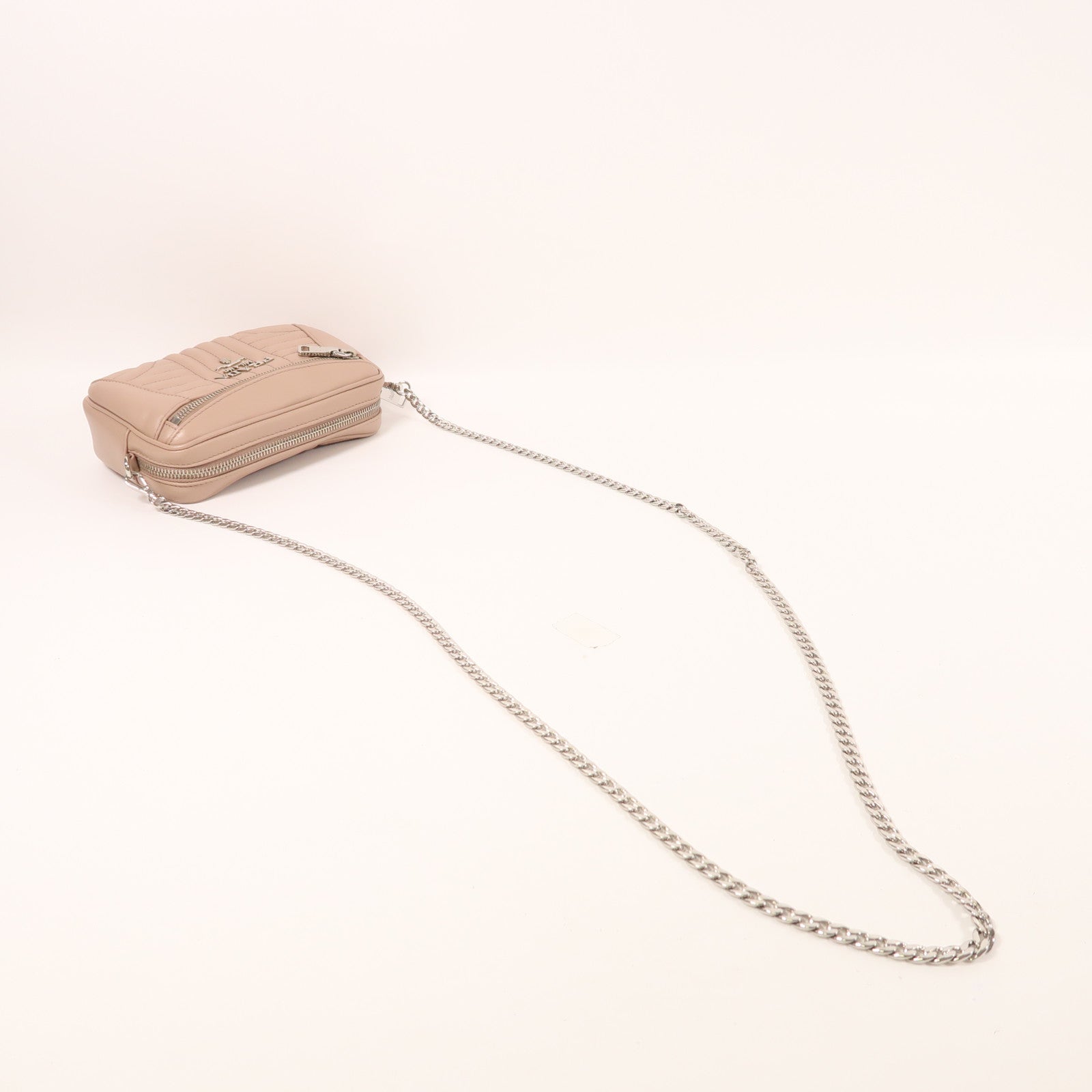 PRADA 牛皮皮革Chain Shoulder銀扣鏈帶肩背袋/腰包