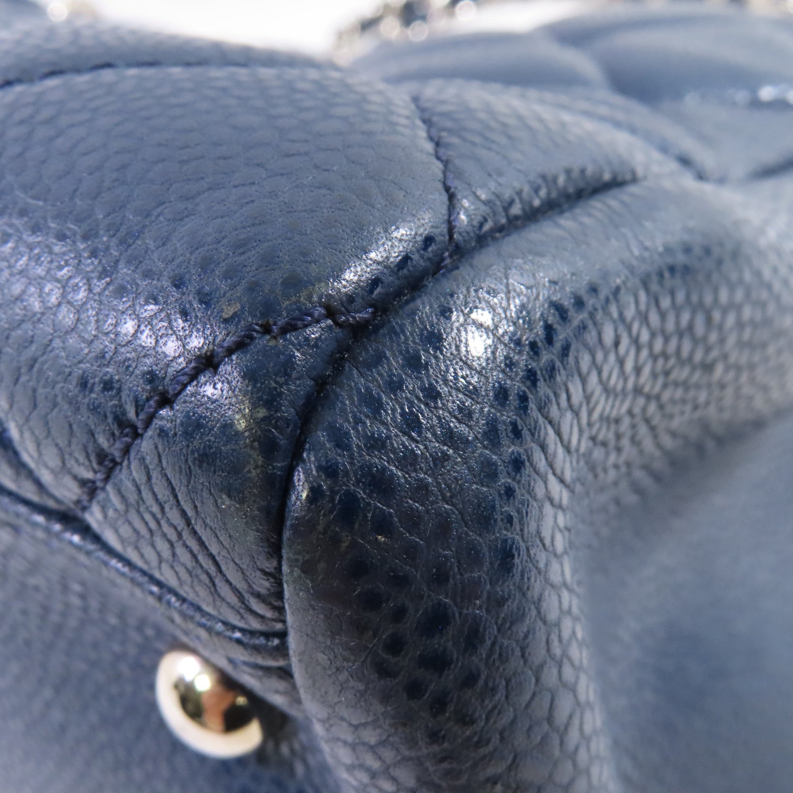 CHANEL 【激減優惠】菱格牛皮皮革Chain Shoulder Bag銀扣鏈帶肩背袋寶藍色