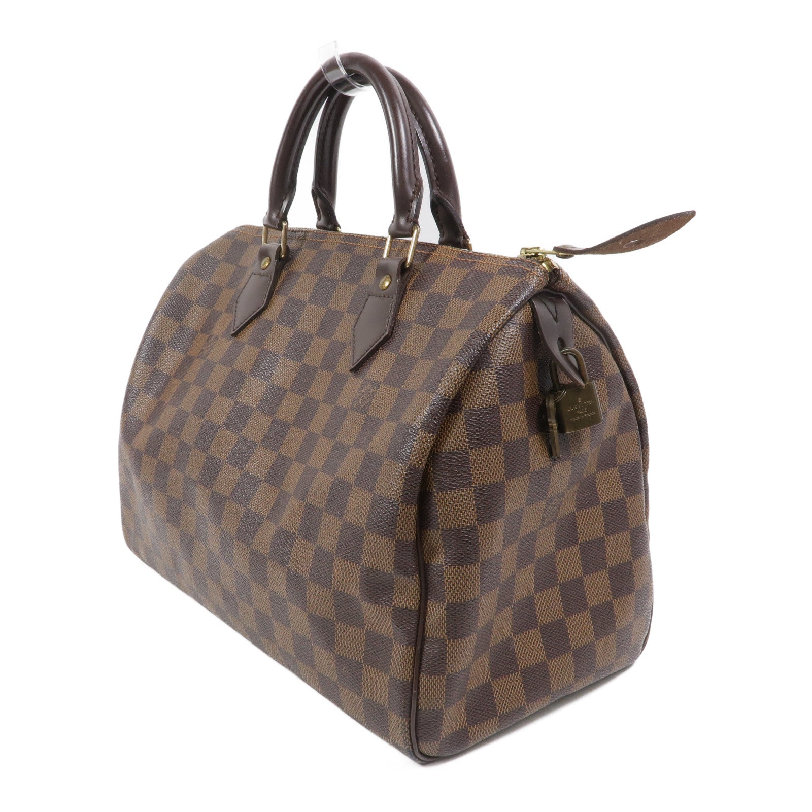 LOUIS VUITTON Damier Speedy 25金扣手挽袋