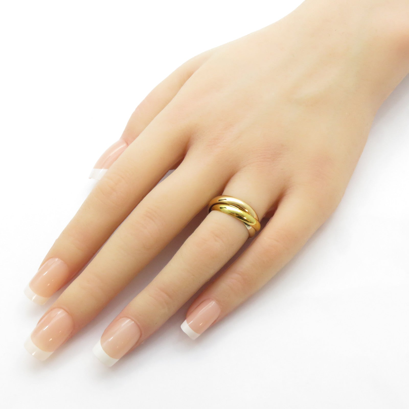CARTIER 18K黃金/白金/玫瑰金Trinity Ring戒指US#5.75/Cartier#51