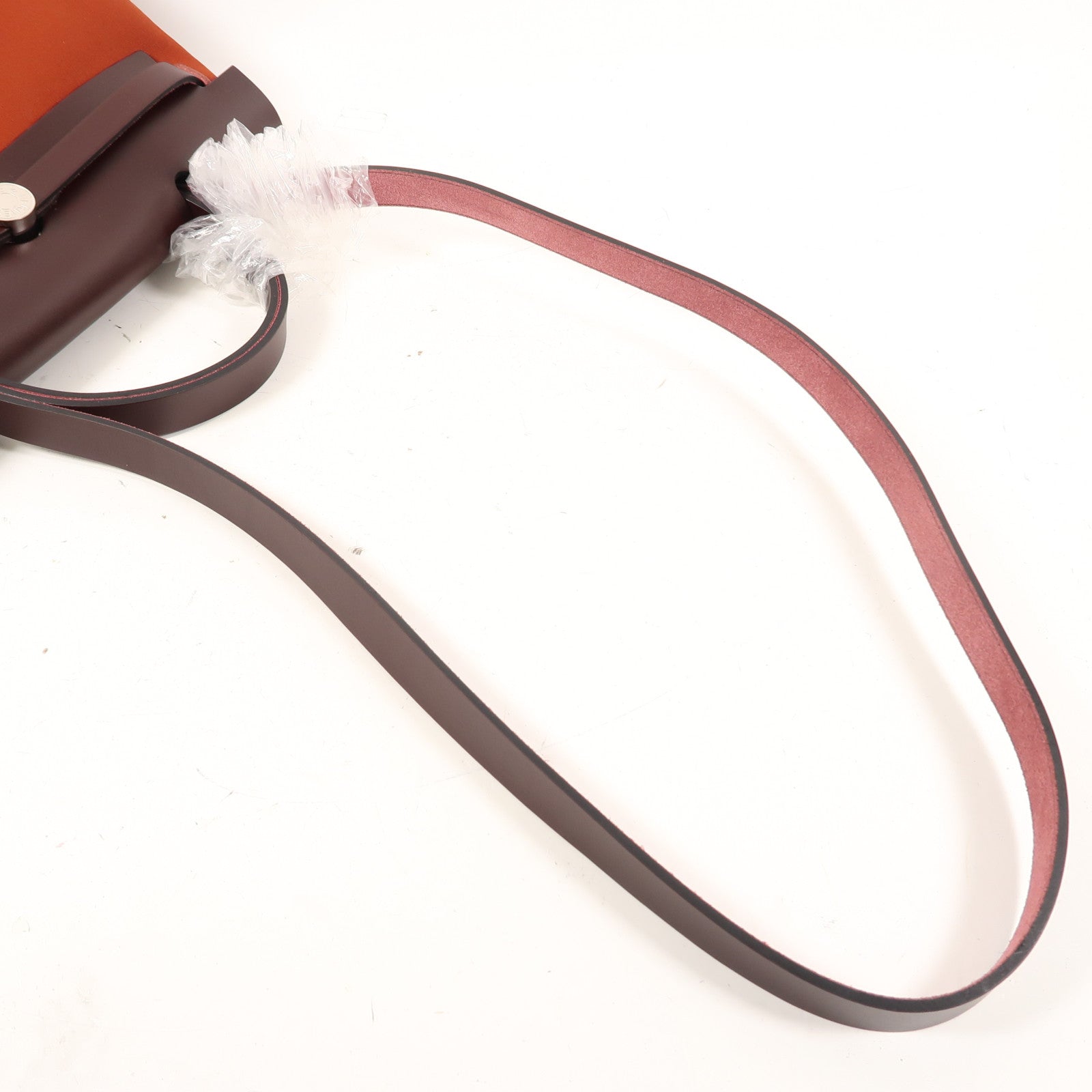 HERMES 【激減優惠】帆布/皮革Herbag PM銀扣手挽肩背兩用袋紅色/啡色