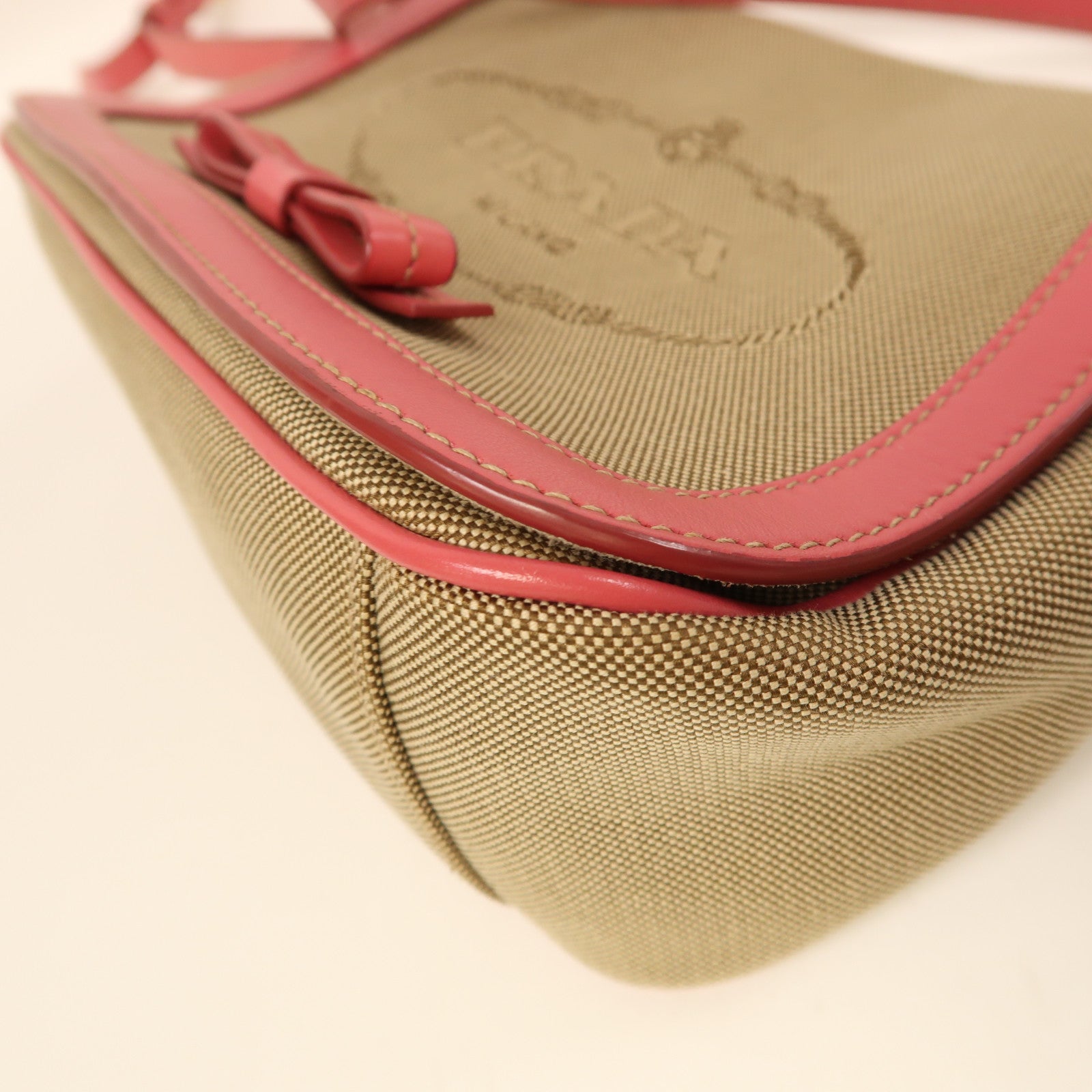 PRADA 帆布Corsaire Cloth Crossbody金扣肩背袋
