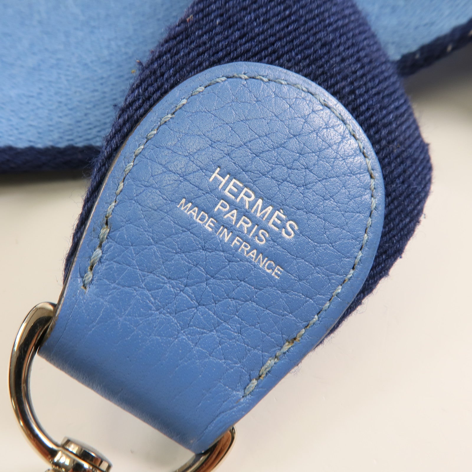 HERMES PHW Evelyne PM Shoulder Bag Taurillon Clemence Leather Bleu Paradis