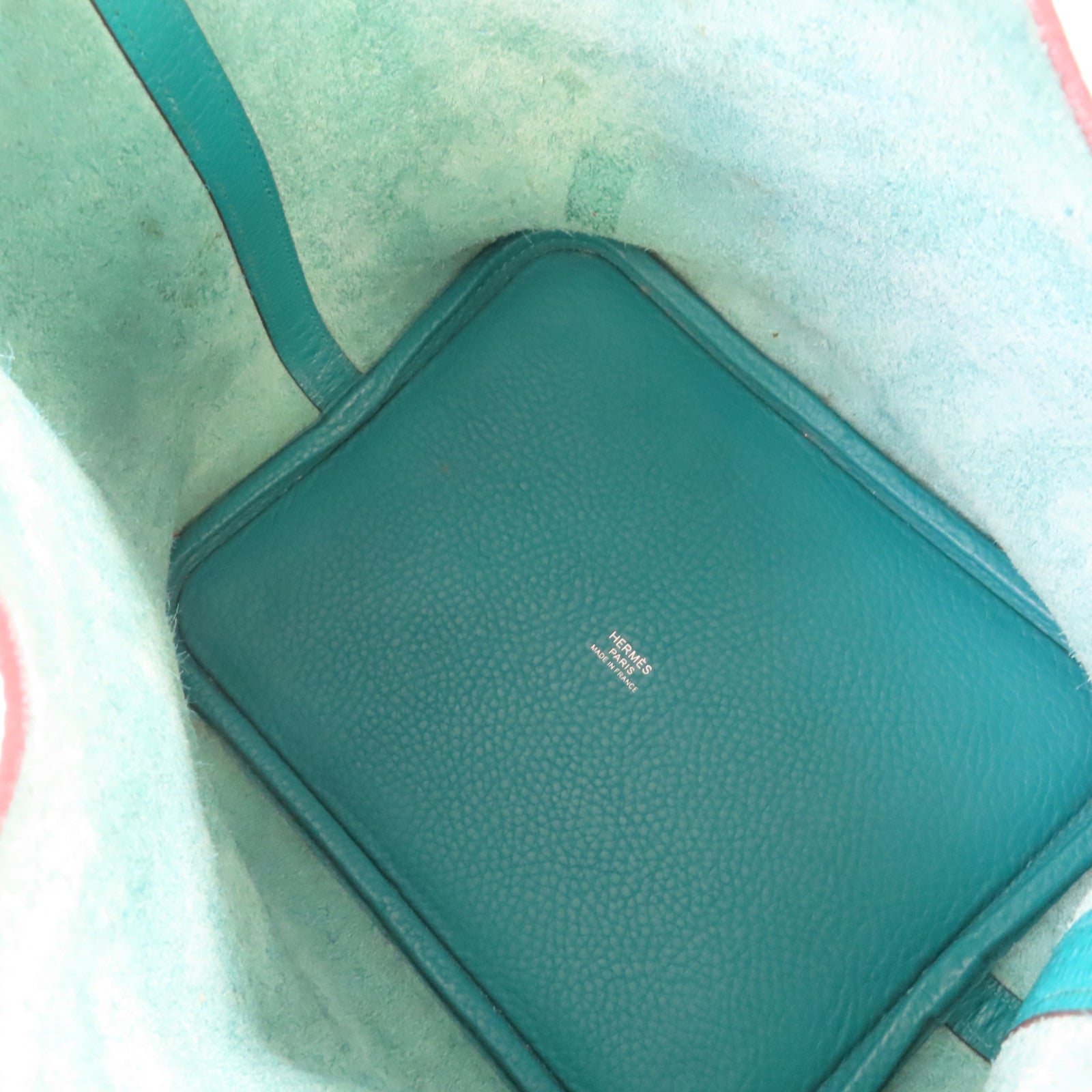 HERMES 【激減優惠】Clemence皮革Picotin MM Tote Bag銀扣手挽袋Bleu Paon孔雀藍色