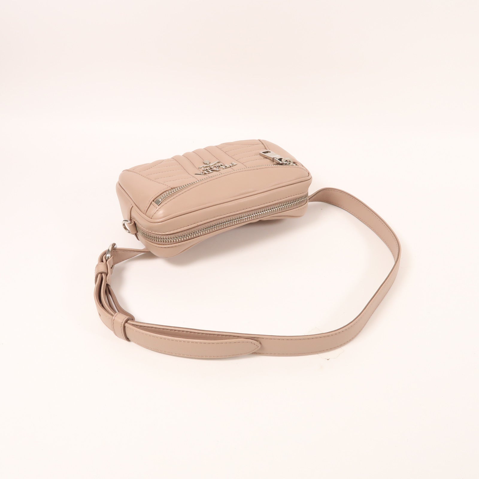 PRADA 牛皮皮革Chain Shoulder銀扣鏈帶肩背袋/腰包