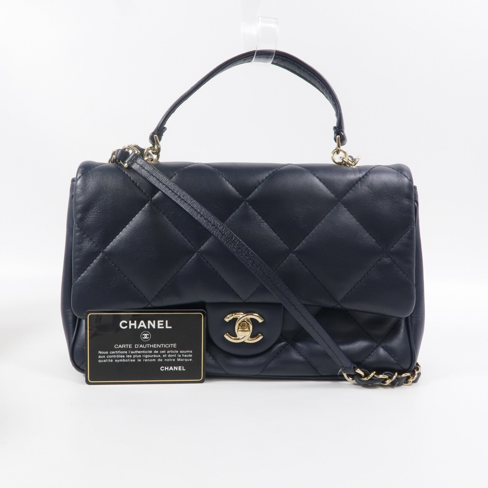CHANEL 羊皮皮革Top Handle Flap手挽肩背兩用袋