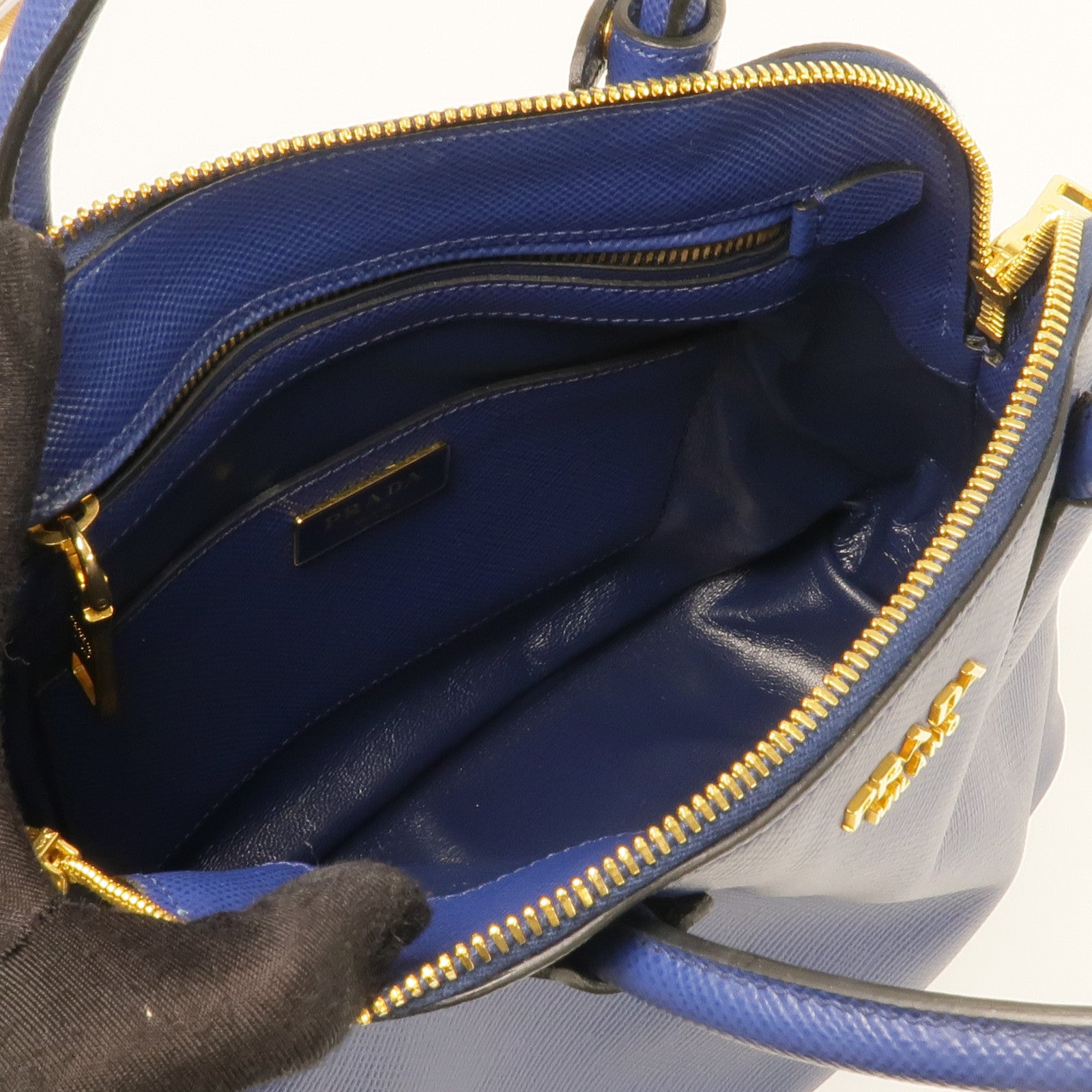 PRADA Saffiano皮革Lux Dome Bag金扣手挽肩背兩用袋