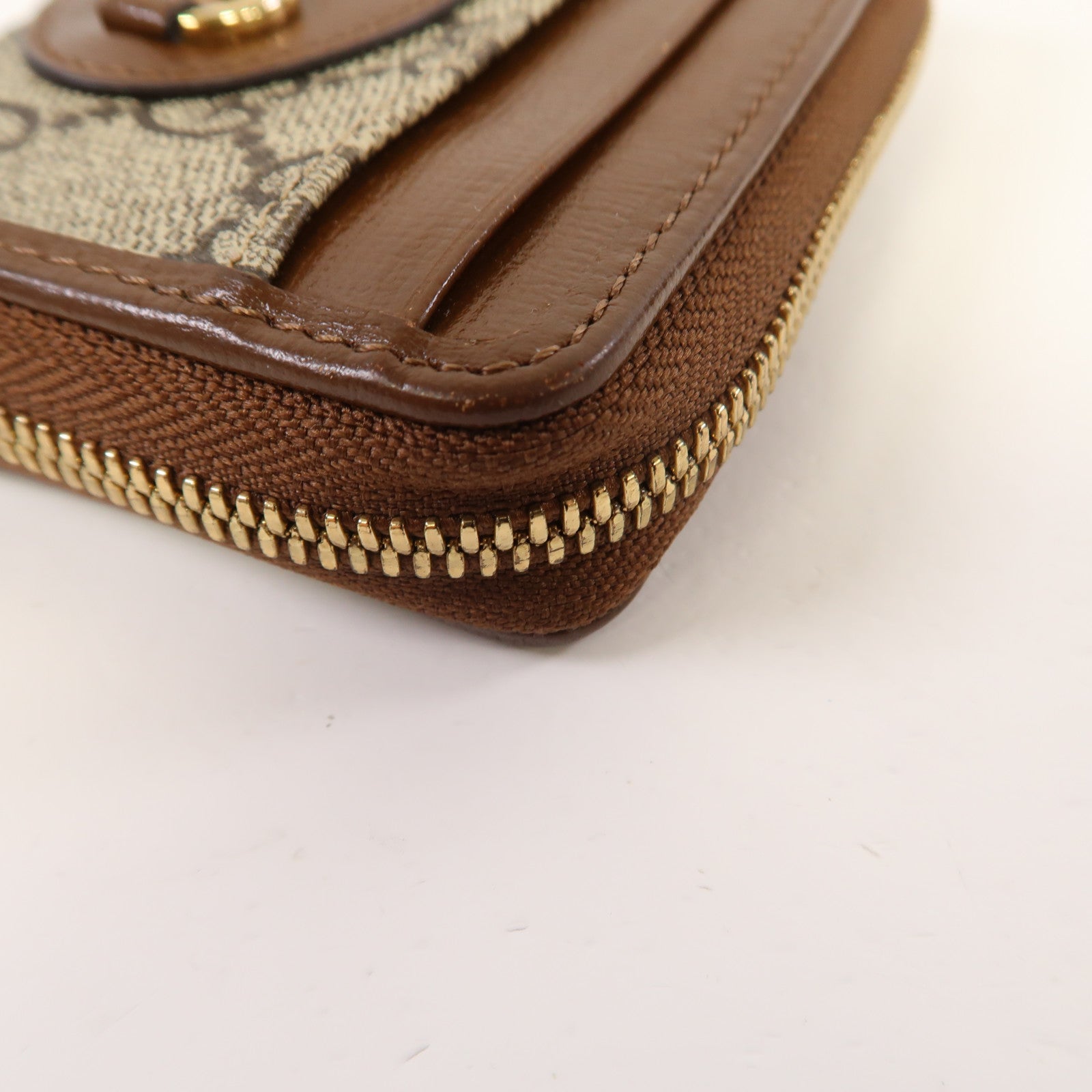 GUCCI 【激減優惠】塗層帆布Horsebit 1955 Card Case金扣卡片套啡色