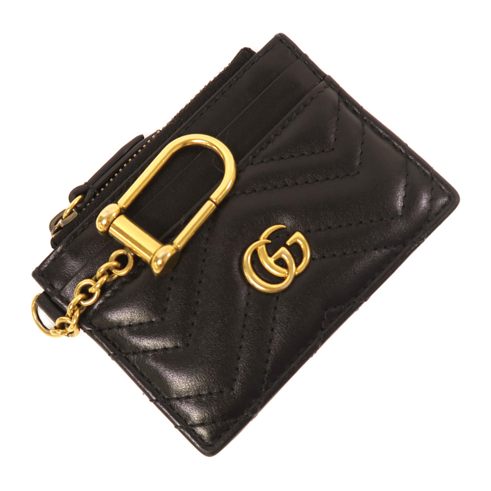 GUCCI 【激減優惠】牛皮皮革Card Case金扣卡片套黑色