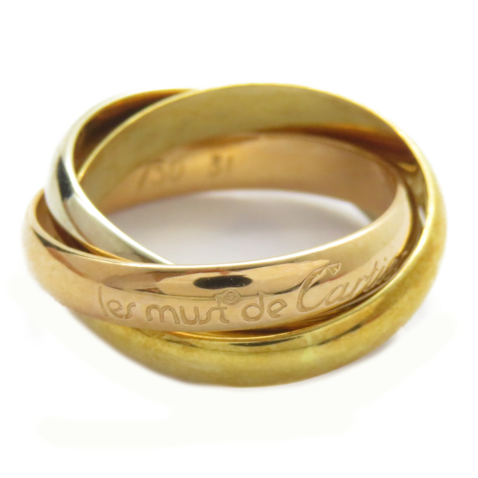 CARTIER 18K黃金/白金/玫瑰金Trinity Ring戒指US#5.75/Cartier#51