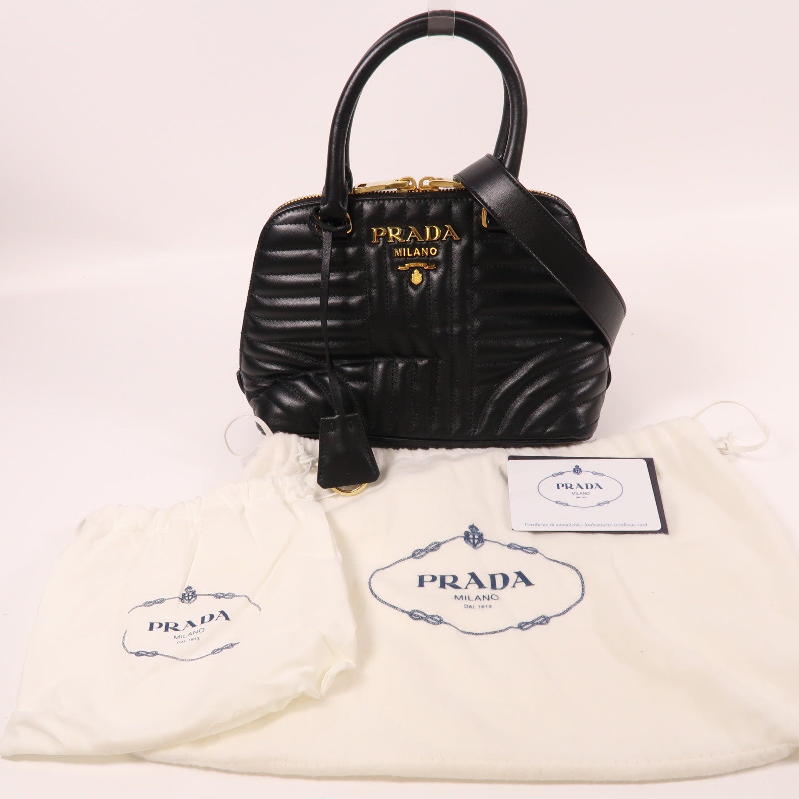 PRADA 牛皮皮革Shoulder Bag金扣手挽肩背兩用袋