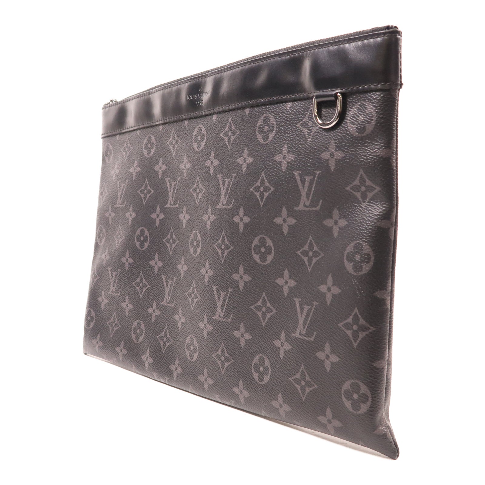 LOUIS VUITTON Monogram Eclipse Discovery Pochette銀扣手拿包