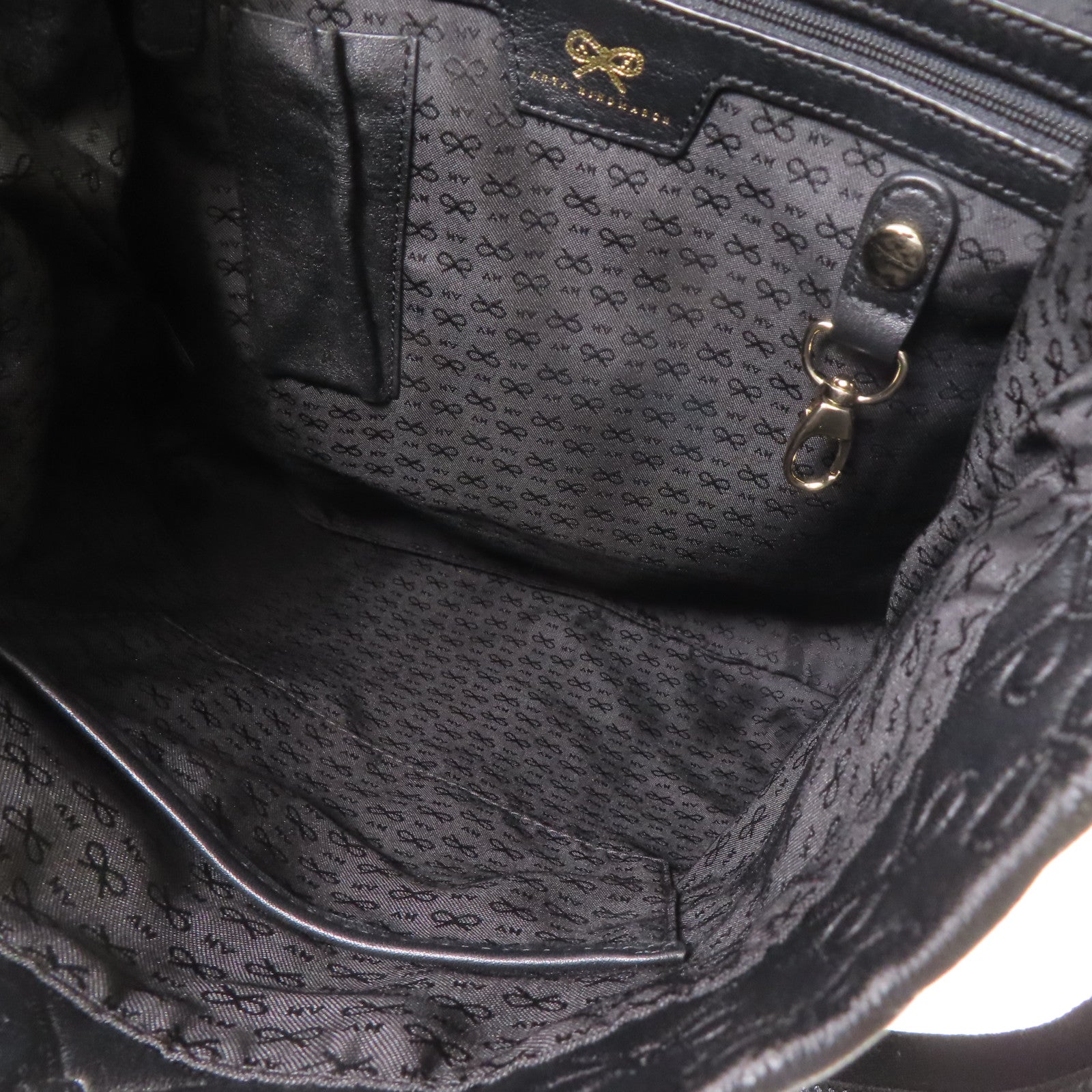 ANYA HINDMARCH 牛皮皮革Hand Bag手挽肩背兩用袋黑色