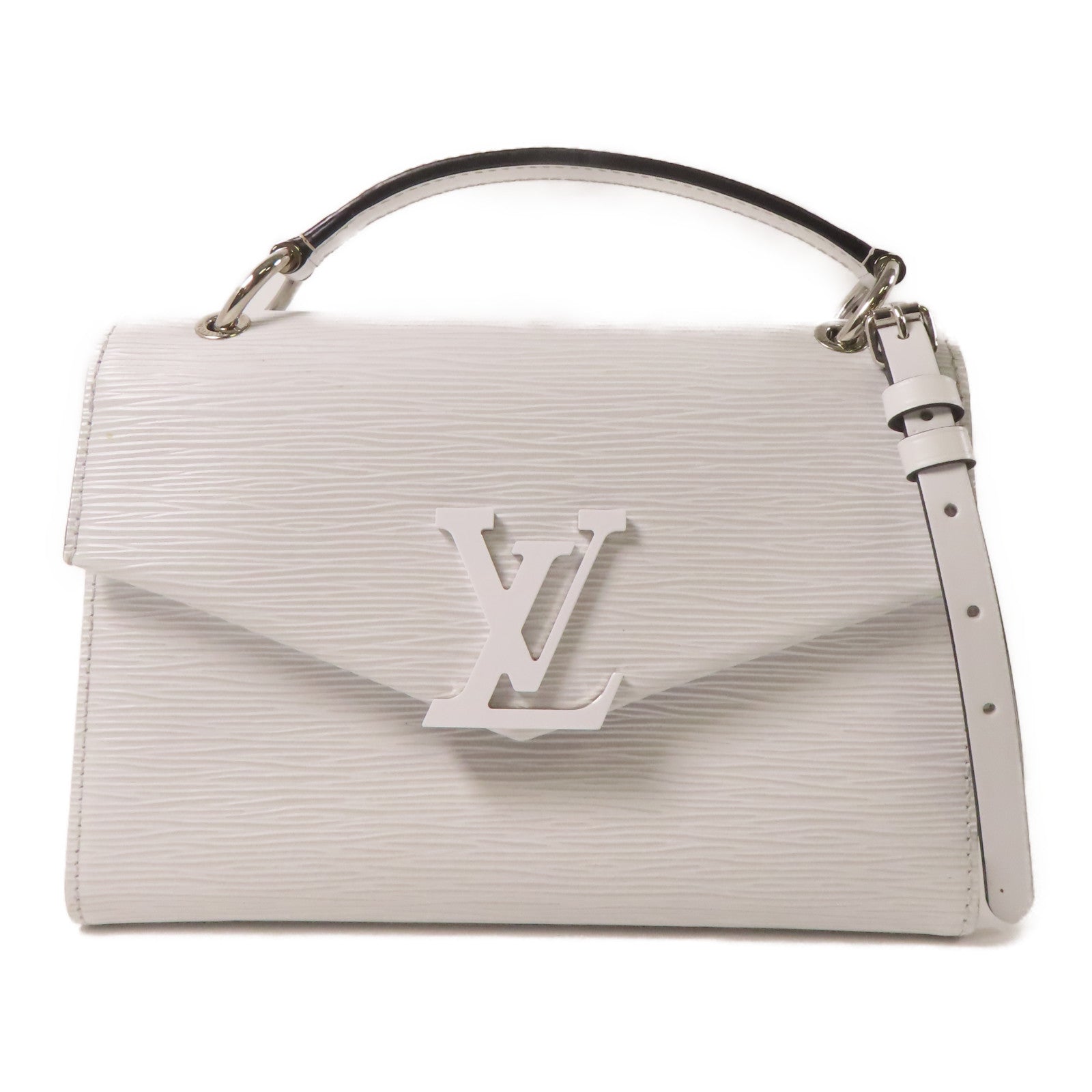 LOUIS VUITTON Epi Pochette Grenelle銀扣手挽肩背兩用袋白色