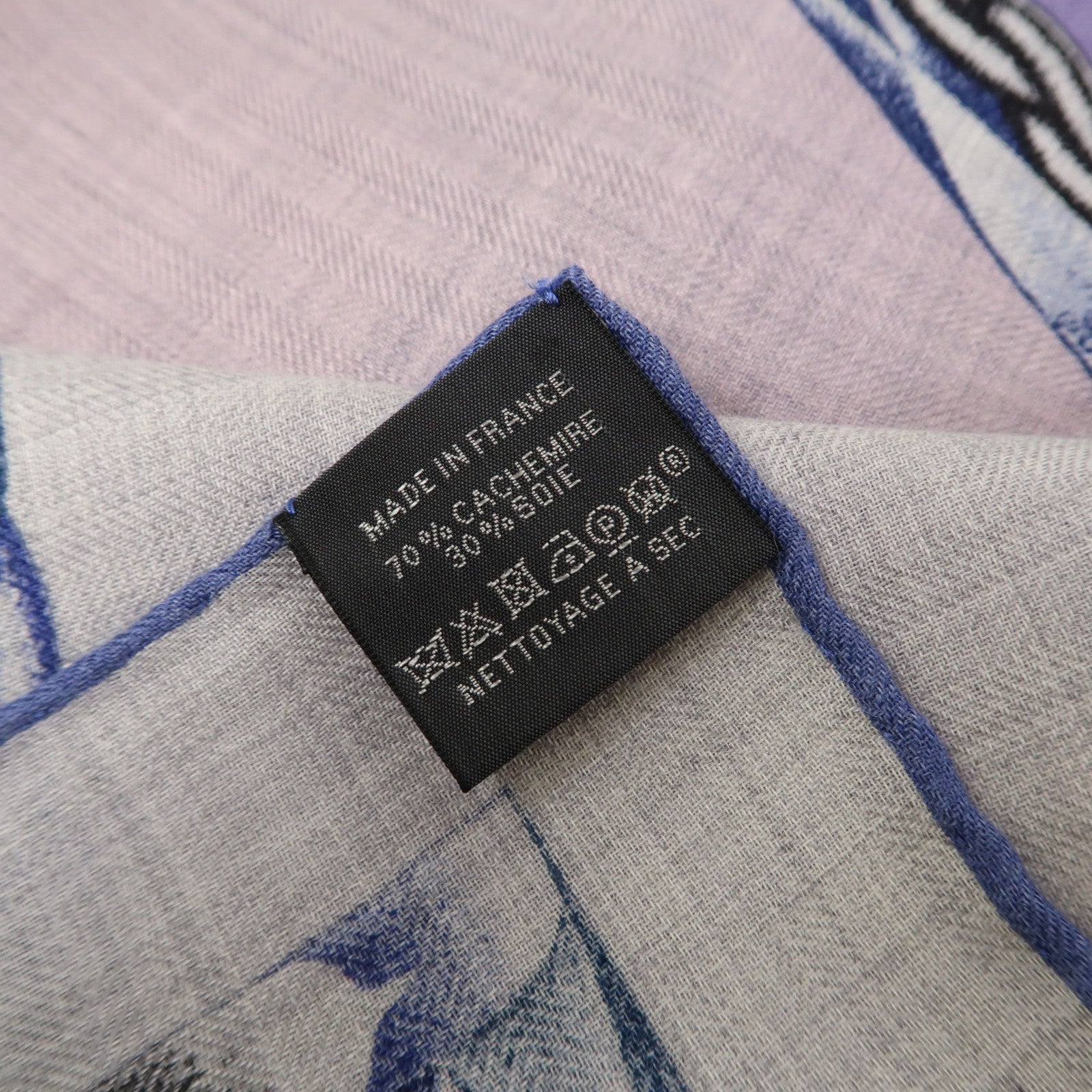 HERMES 羊絨/絲質Scarf圍巾紫色/灰色/藍色
