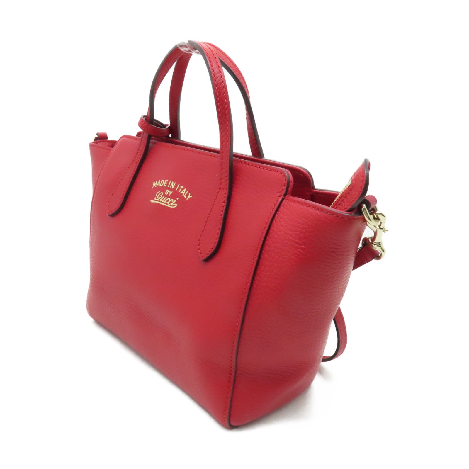 GUCCI 【清倉大減價】牛皮皮革2 Way Shoulder金扣手挽肩背兩用袋紅色