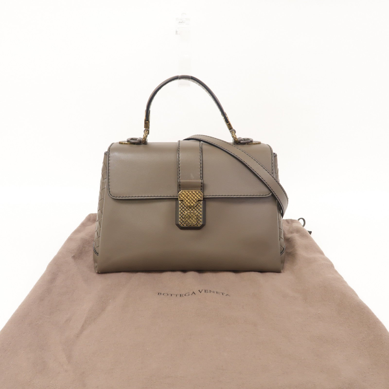 BOTTEGA VENETA 【激減優惠】牛皮皮革2 Way Shoulder手挽肩背兩用袋灰色