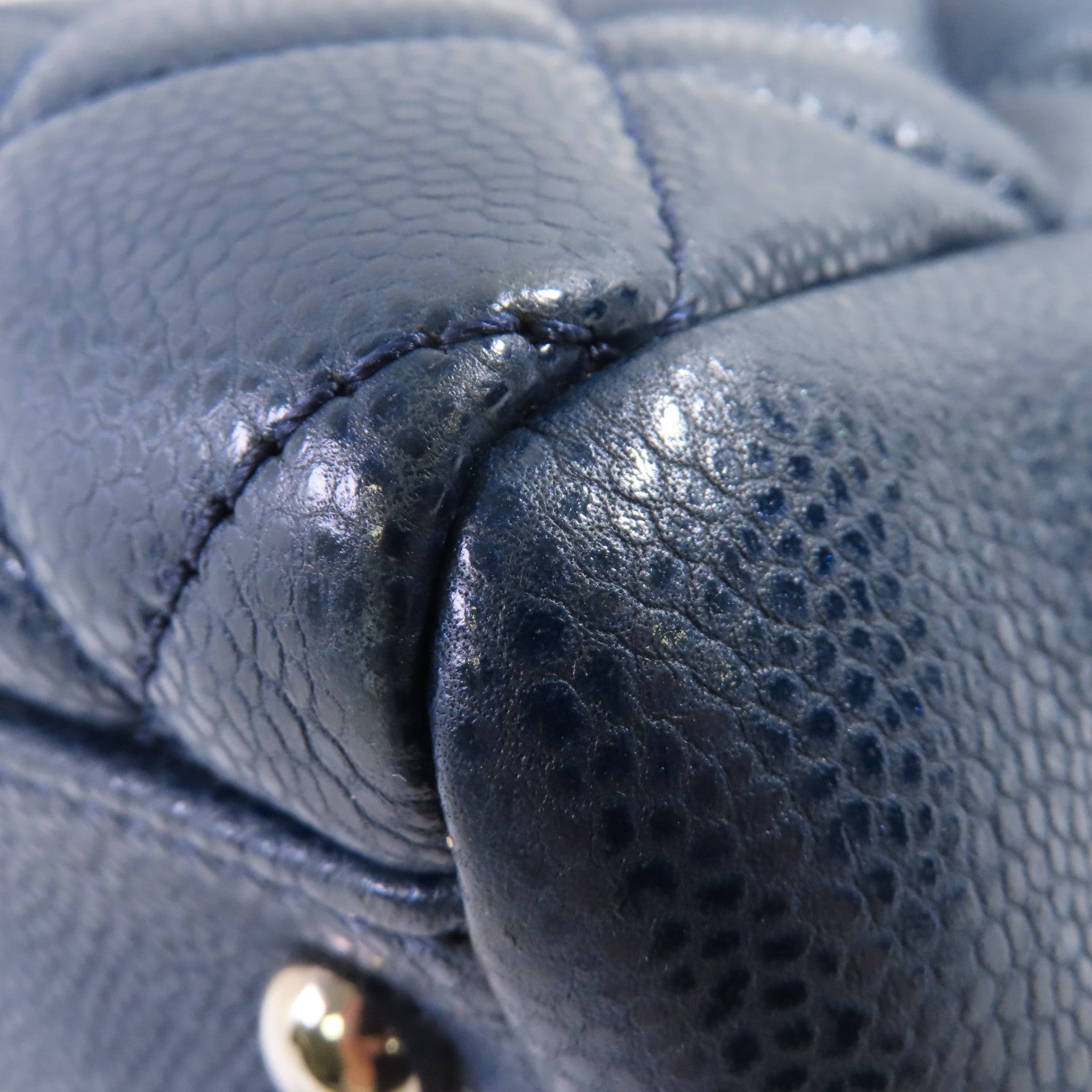 CHANEL 【激減優惠】菱格牛皮皮革Chain Shoulder Bag銀扣鏈帶肩背袋寶藍色