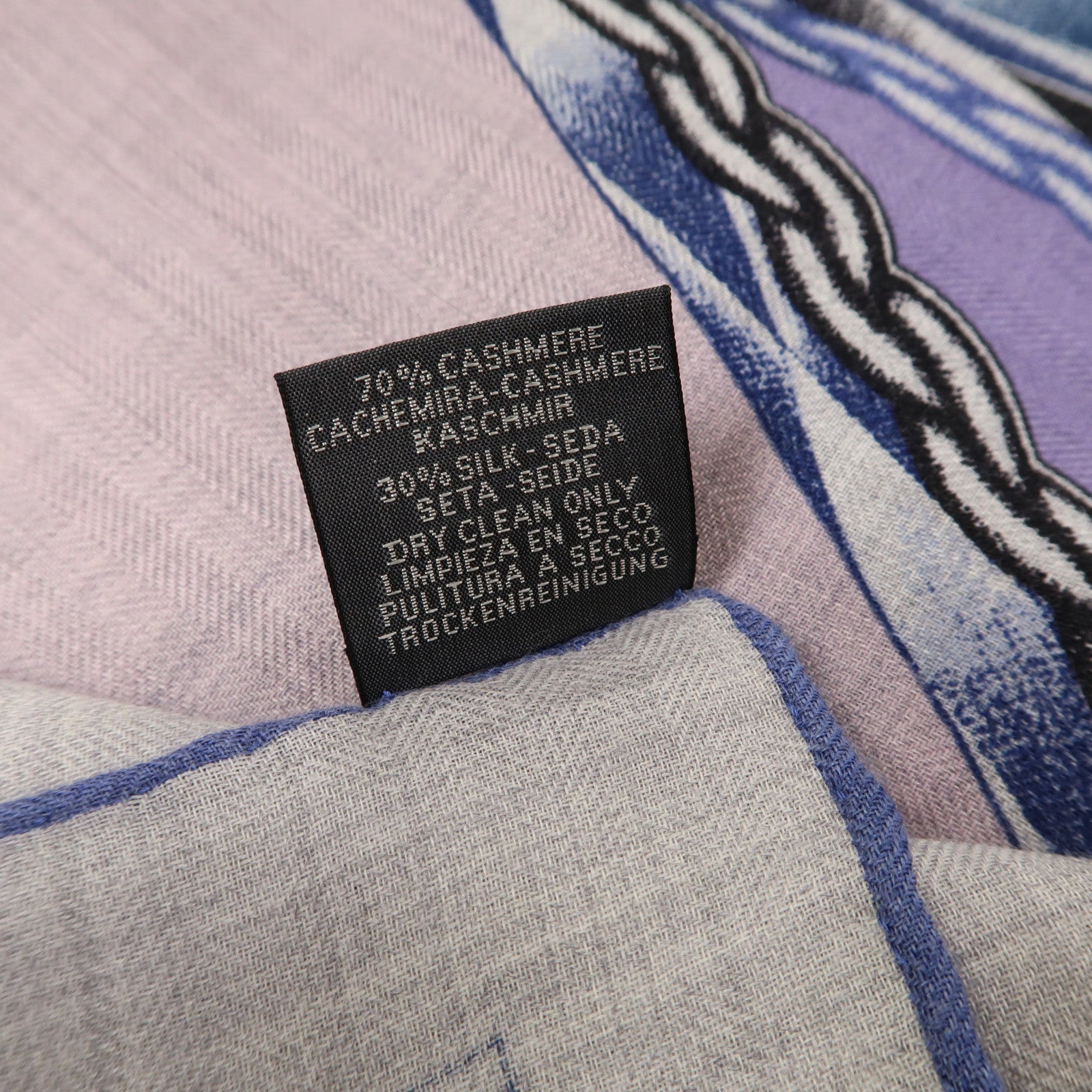 HERMES 羊絨/絲質Scarf圍巾紫色/灰色/藍色