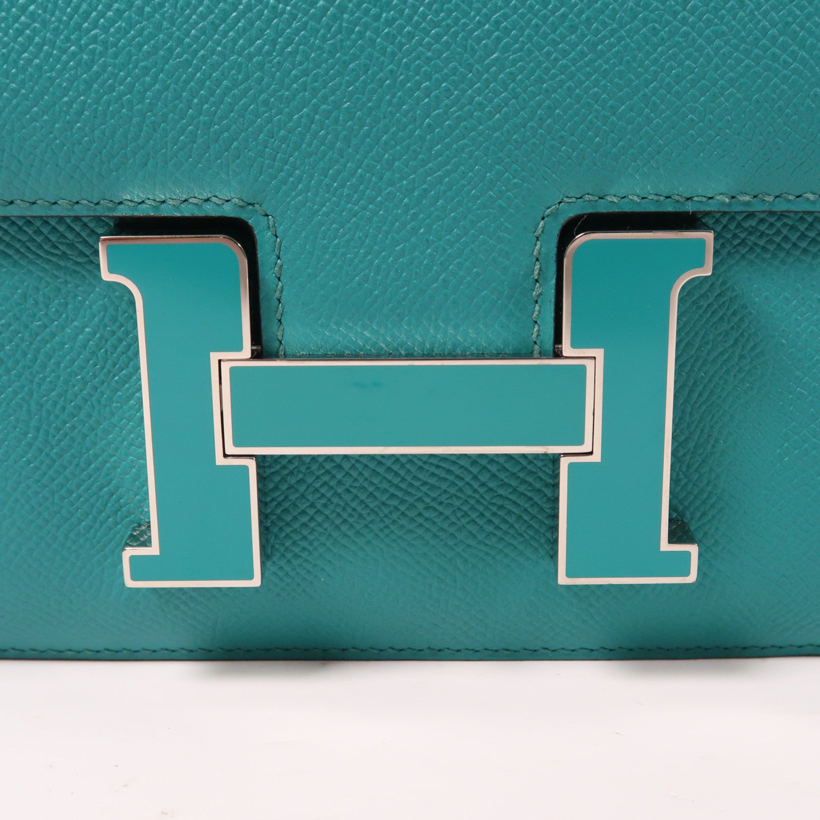 HERMES Epsom皮革Constance 24銀扣肩背袋綠色