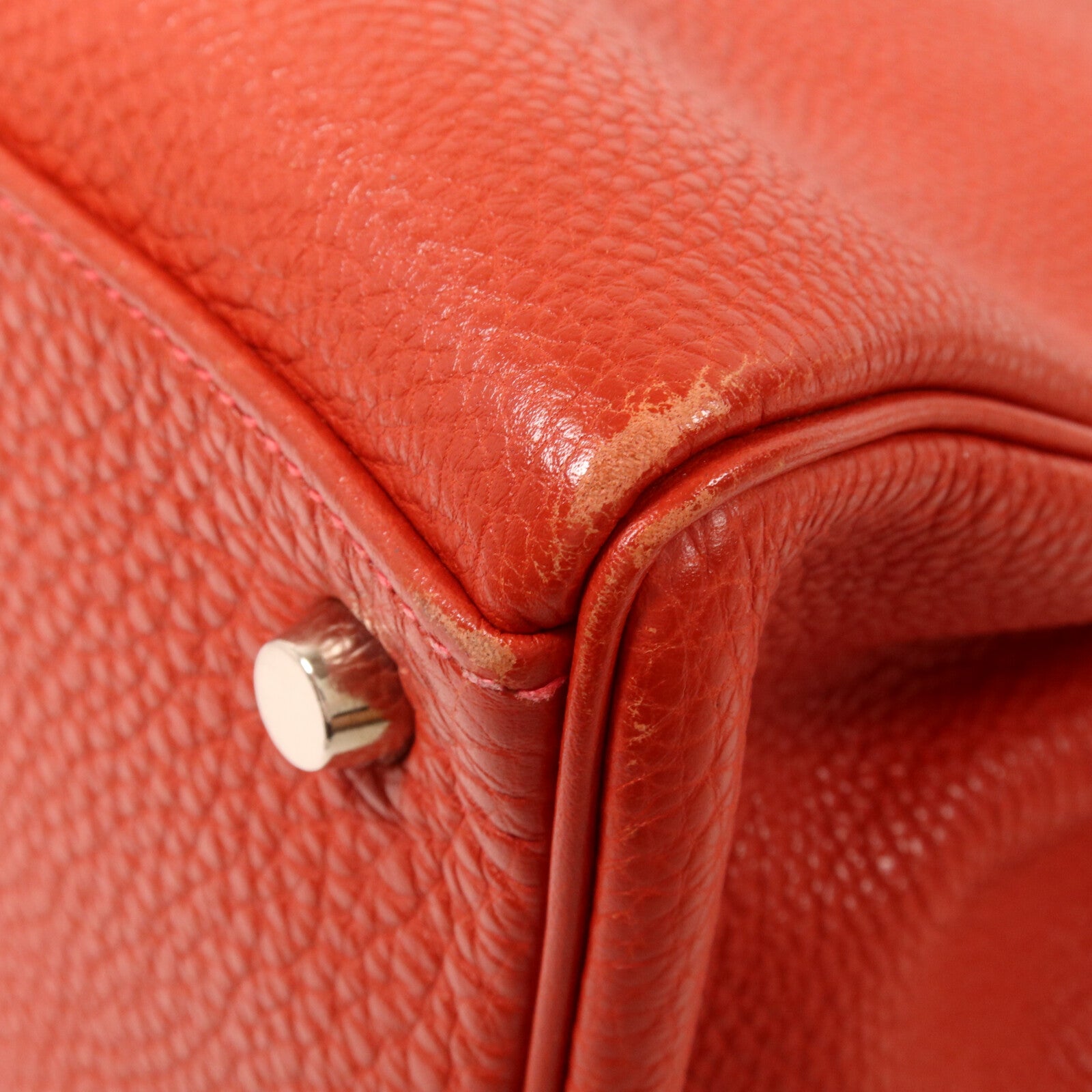 HERMES Clemence皮革Kelly 32手挽肩背兩用袋Rouge H