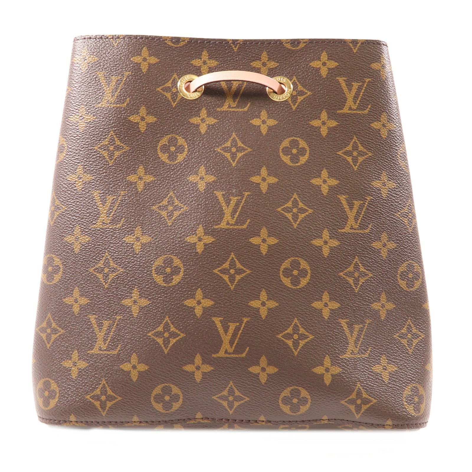 LOUIS VUITTON Monogram NeoNoe MM金扣肩背袋棕色/粉紅色