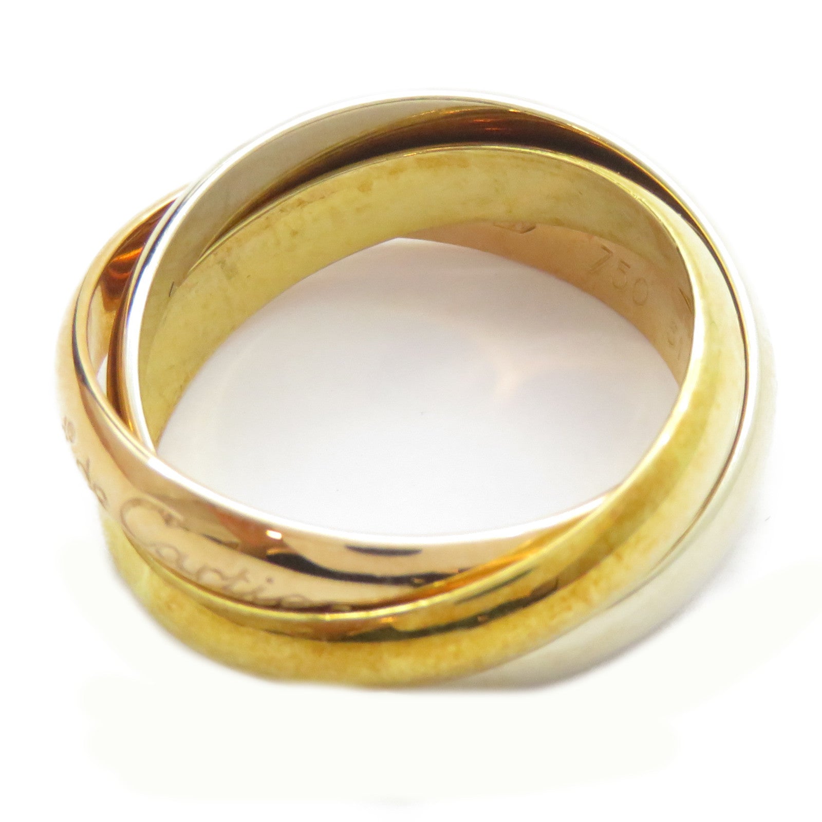 CARTIER 18K黃金/白金/玫瑰金Trinity Ring戒指US#5.75/Cartier#51