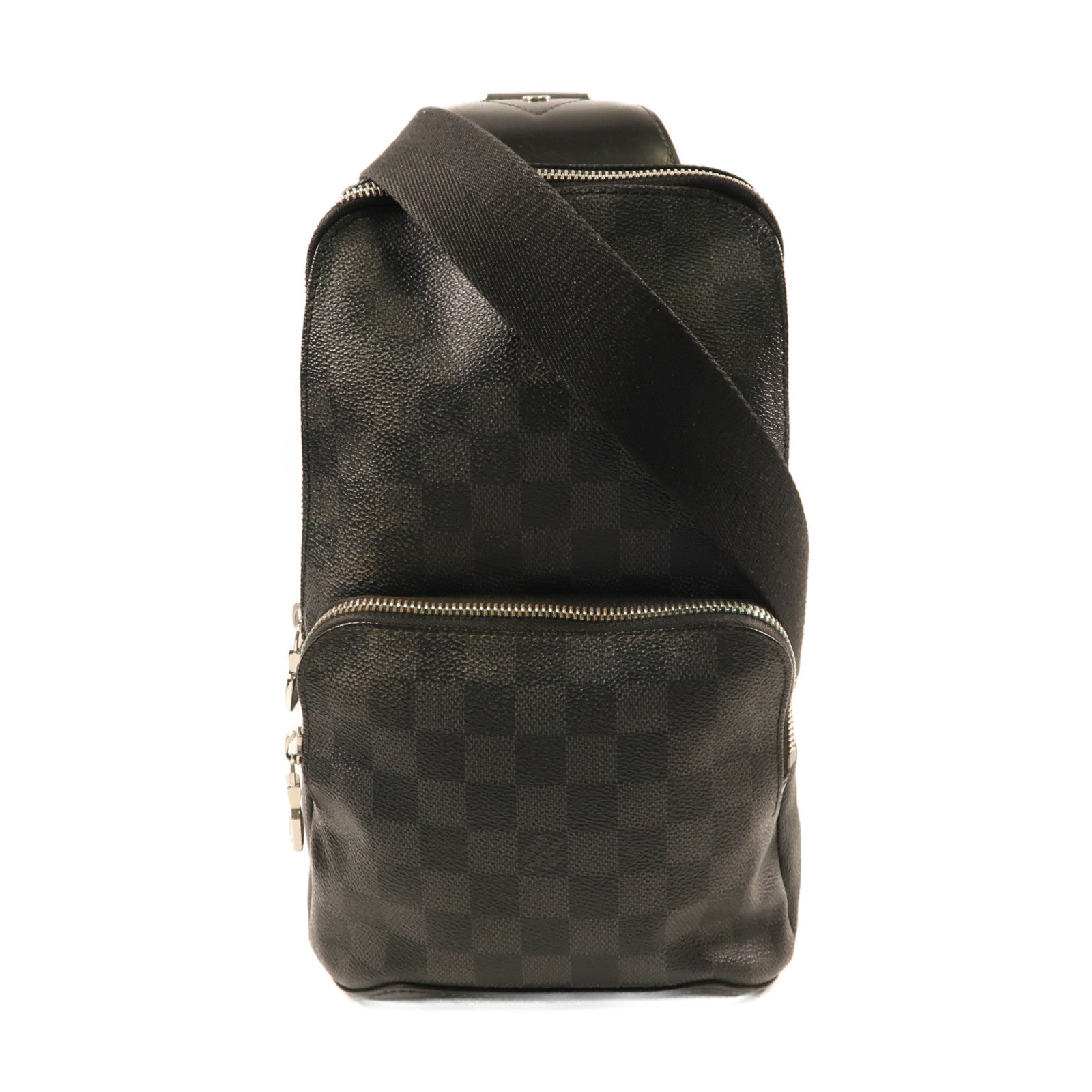 LOUIS VUITTON Damier Graphite Avenue Sling銀扣肩背袋黑色