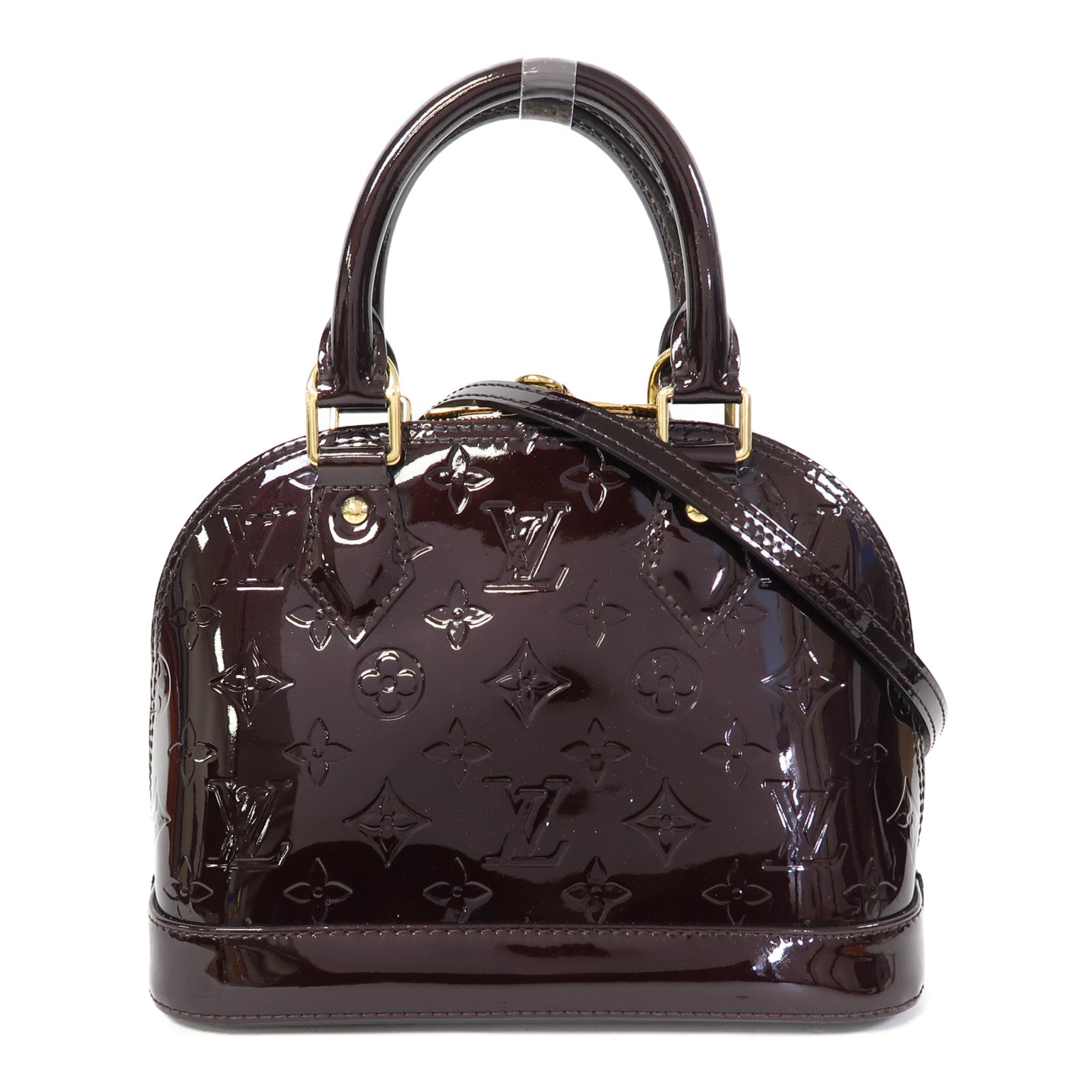 LOUIS VUITTON Vernis Alma BB金扣手挽肩背兩用袋深紅色