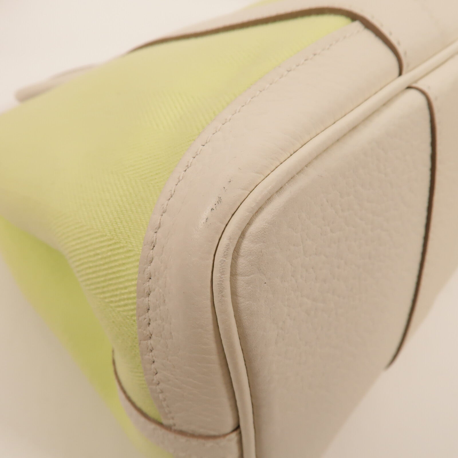 HERMES 帆布Garden Party TPM手挽袋Lime/White