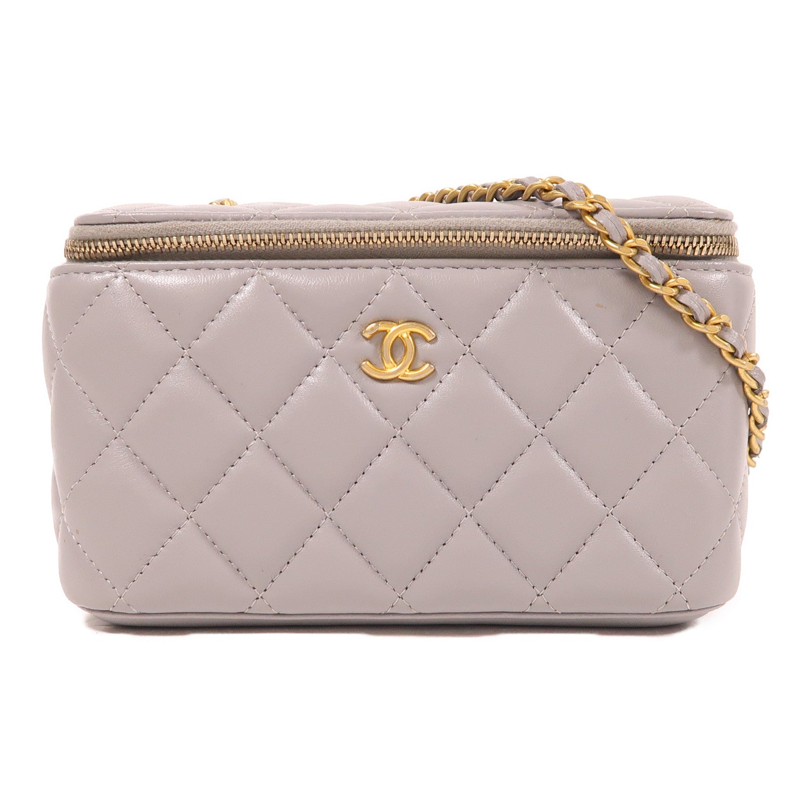 CHANEL 皮革Vanity Case金扣鏈帶肩背袋