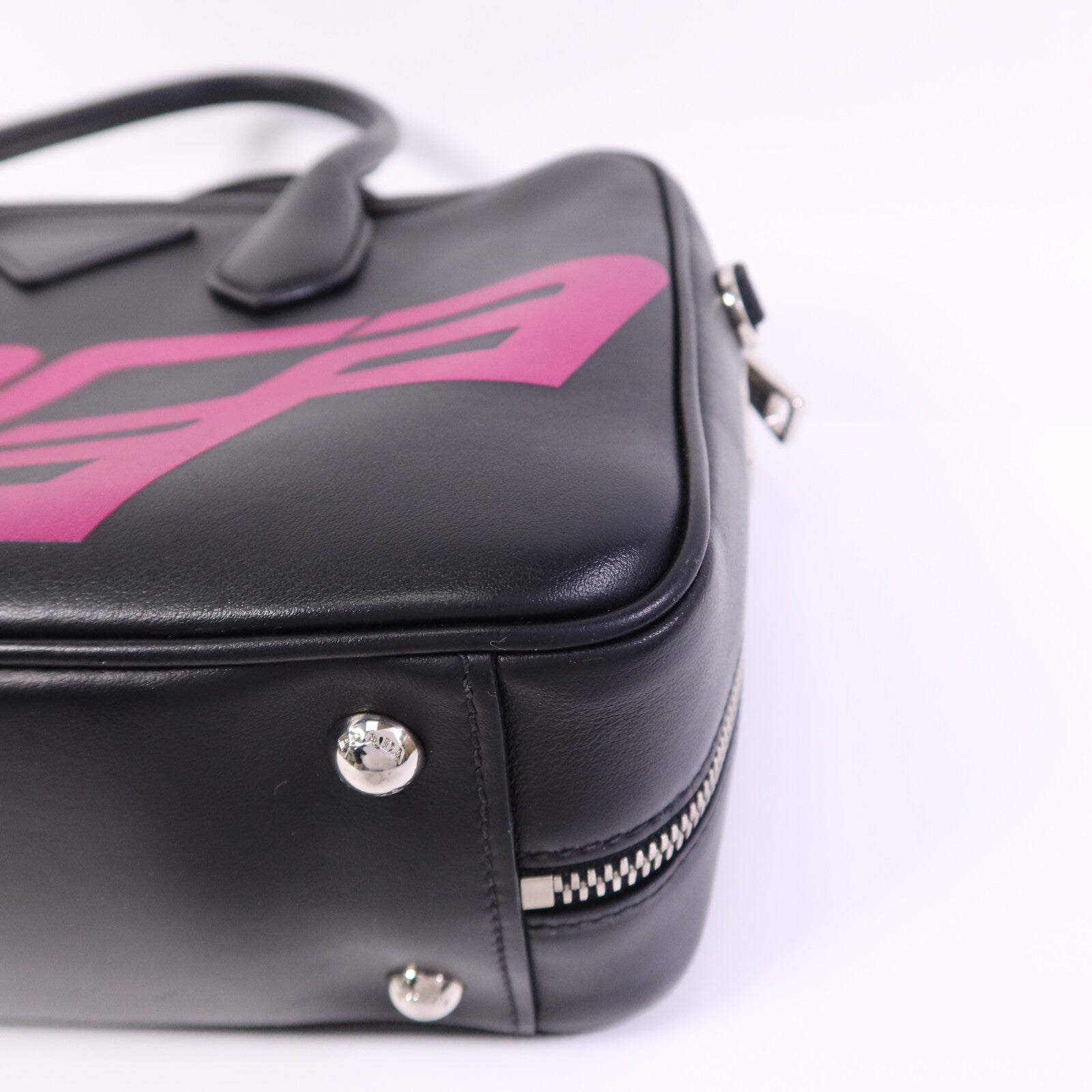 PRADA 【激減優惠】牛皮皮革Shoulder Bag銀扣手挽肩背兩用袋