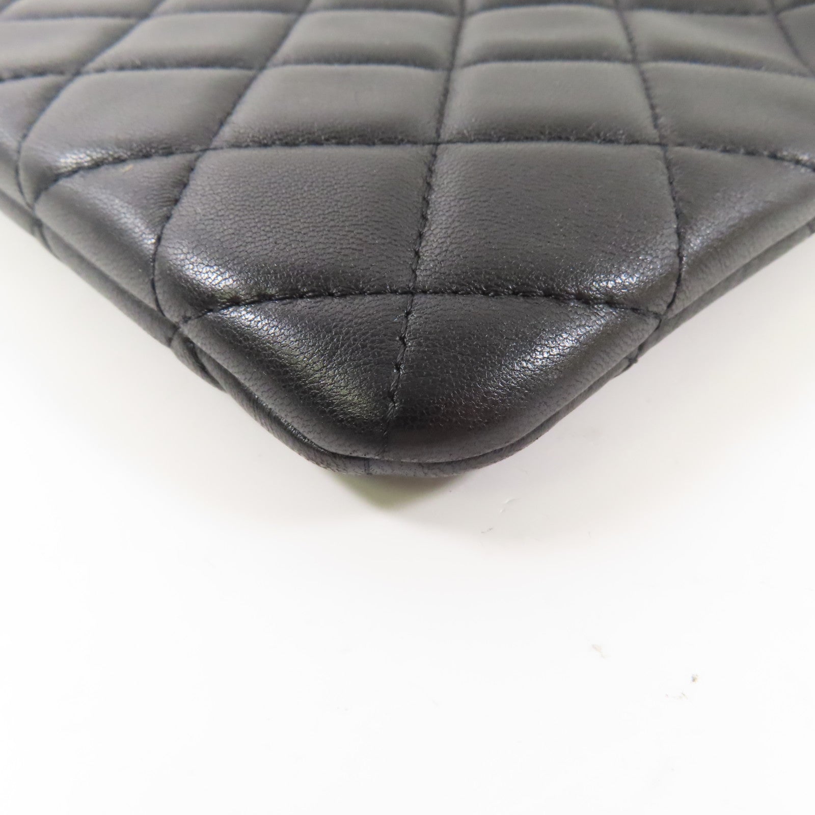 CHANEL 羊皮皮革Clutch銀扣手拿包