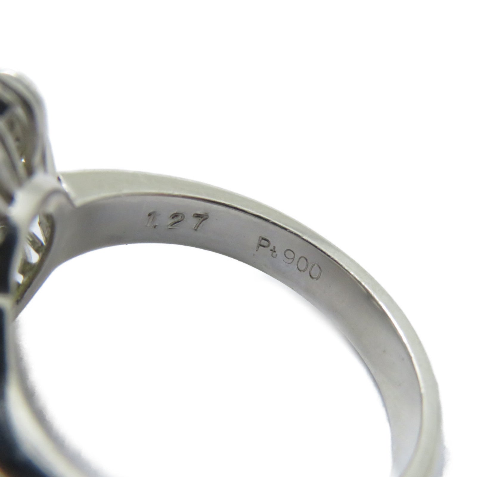 JEWELRY PT900鉑金Cat's Eye Ring 1.27ct貓眼石/1.102ct鑽石戒指US#6