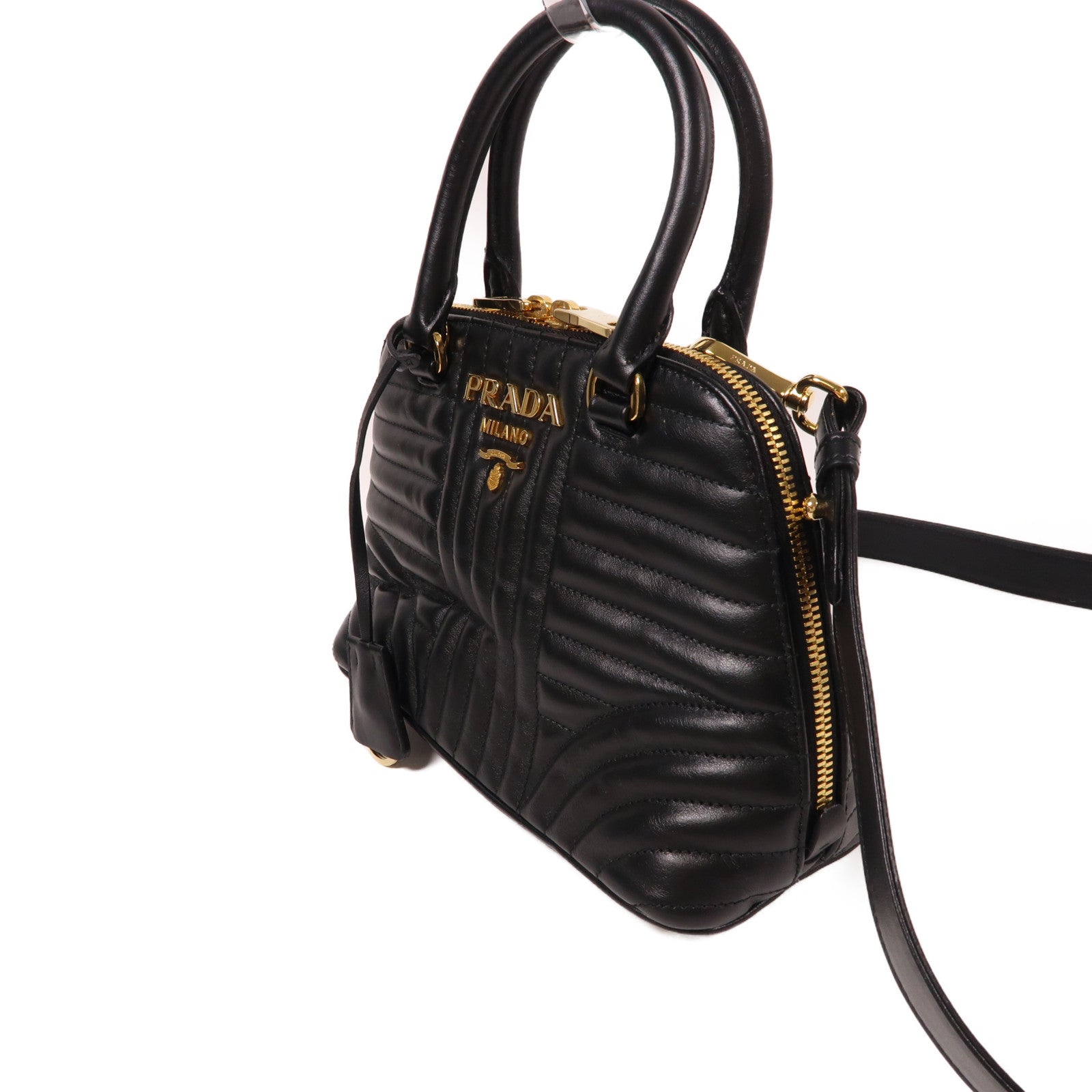 PRADA 牛皮皮革Shoulder Bag金扣手挽肩背兩用袋