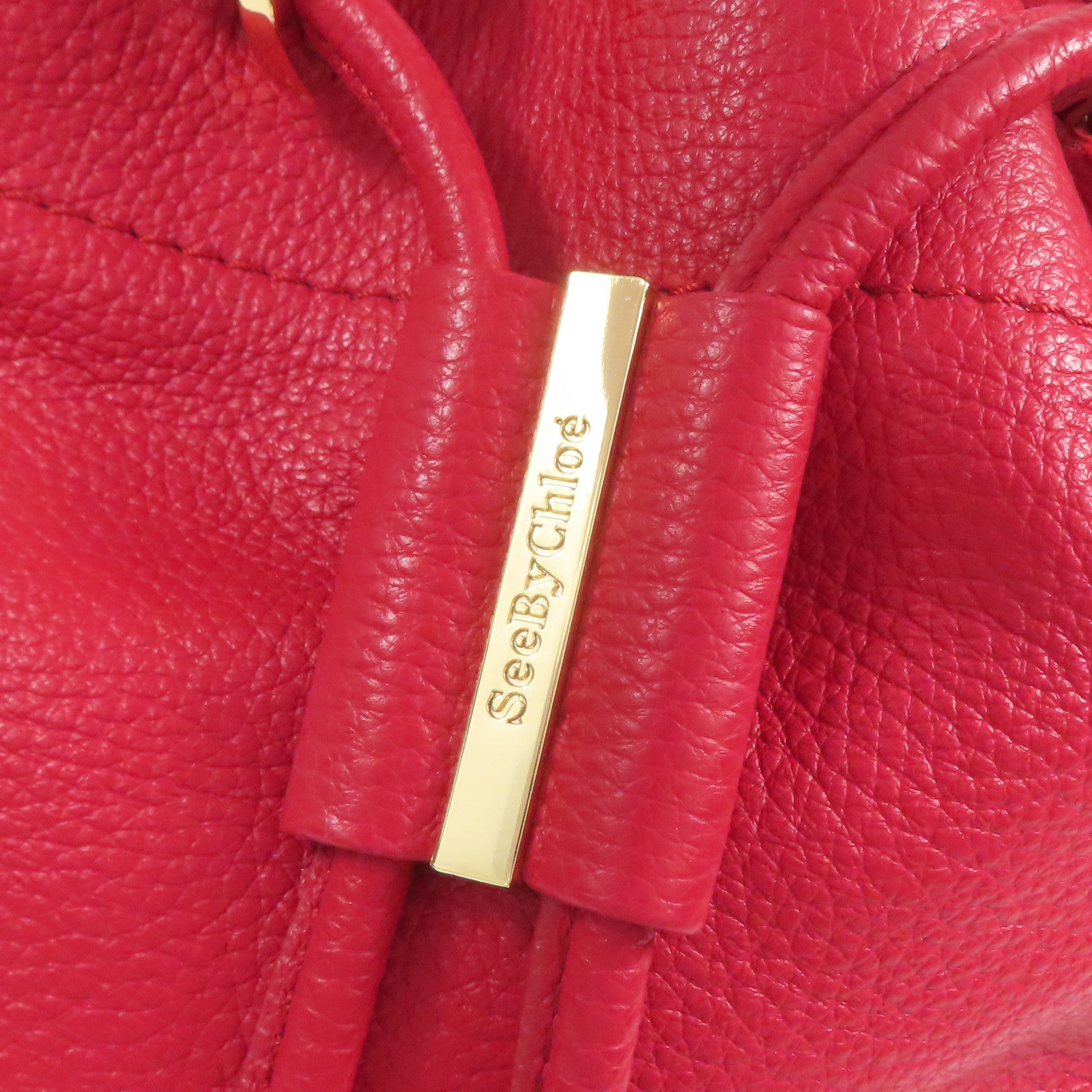 SEE BY CHLOE GHW Shoulder Bag Calfskin Leather Red