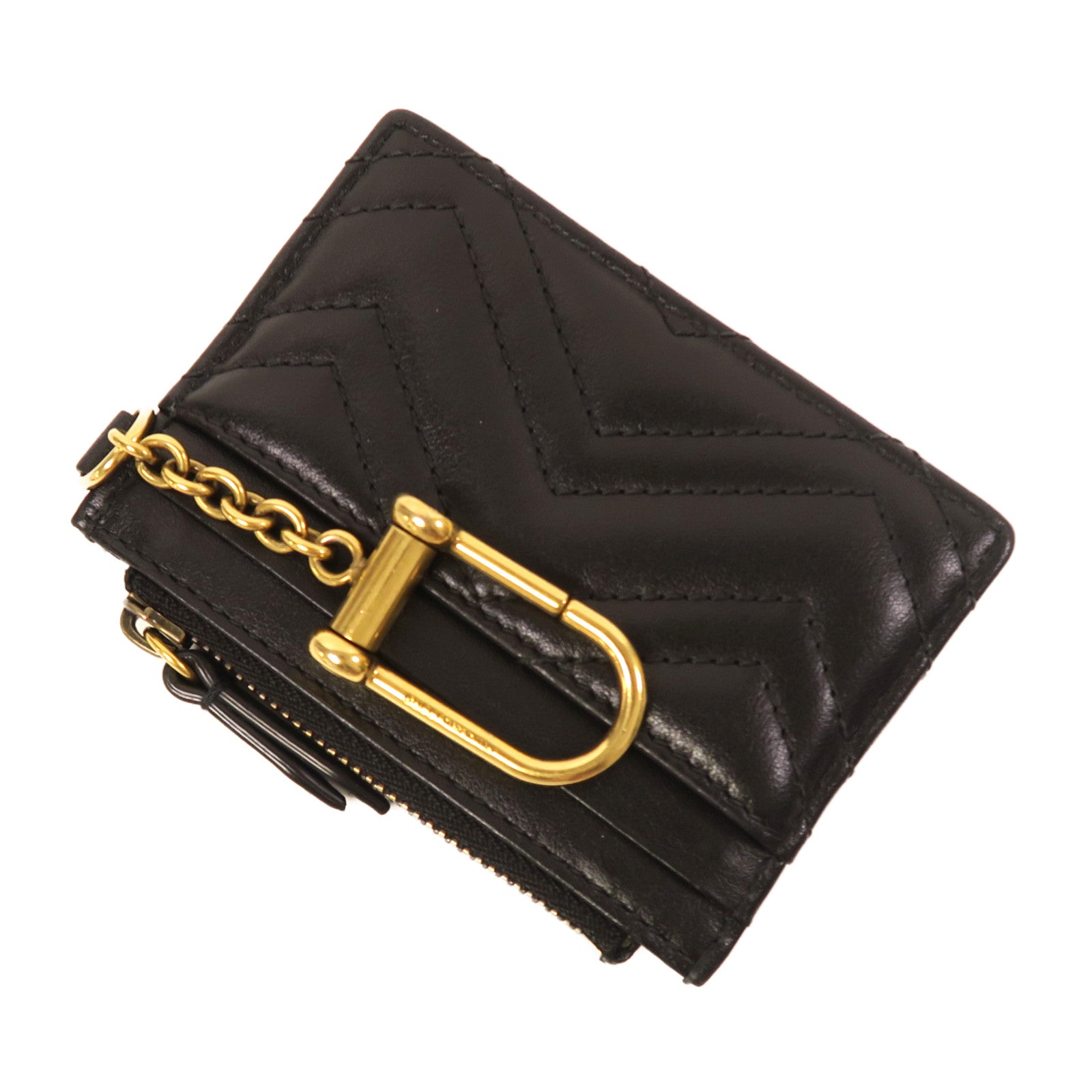 GUCCI 【激減優惠】牛皮皮革Card Case金扣卡片套黑色