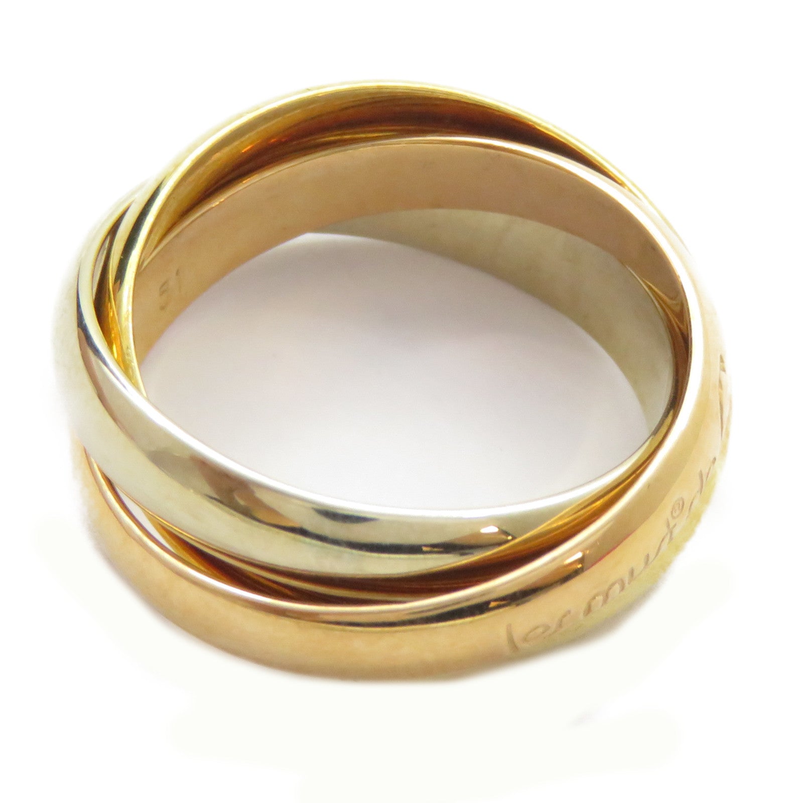 CARTIER 18K黃金/白金/玫瑰金Trinity Ring戒指US#5.75/Cartier#51