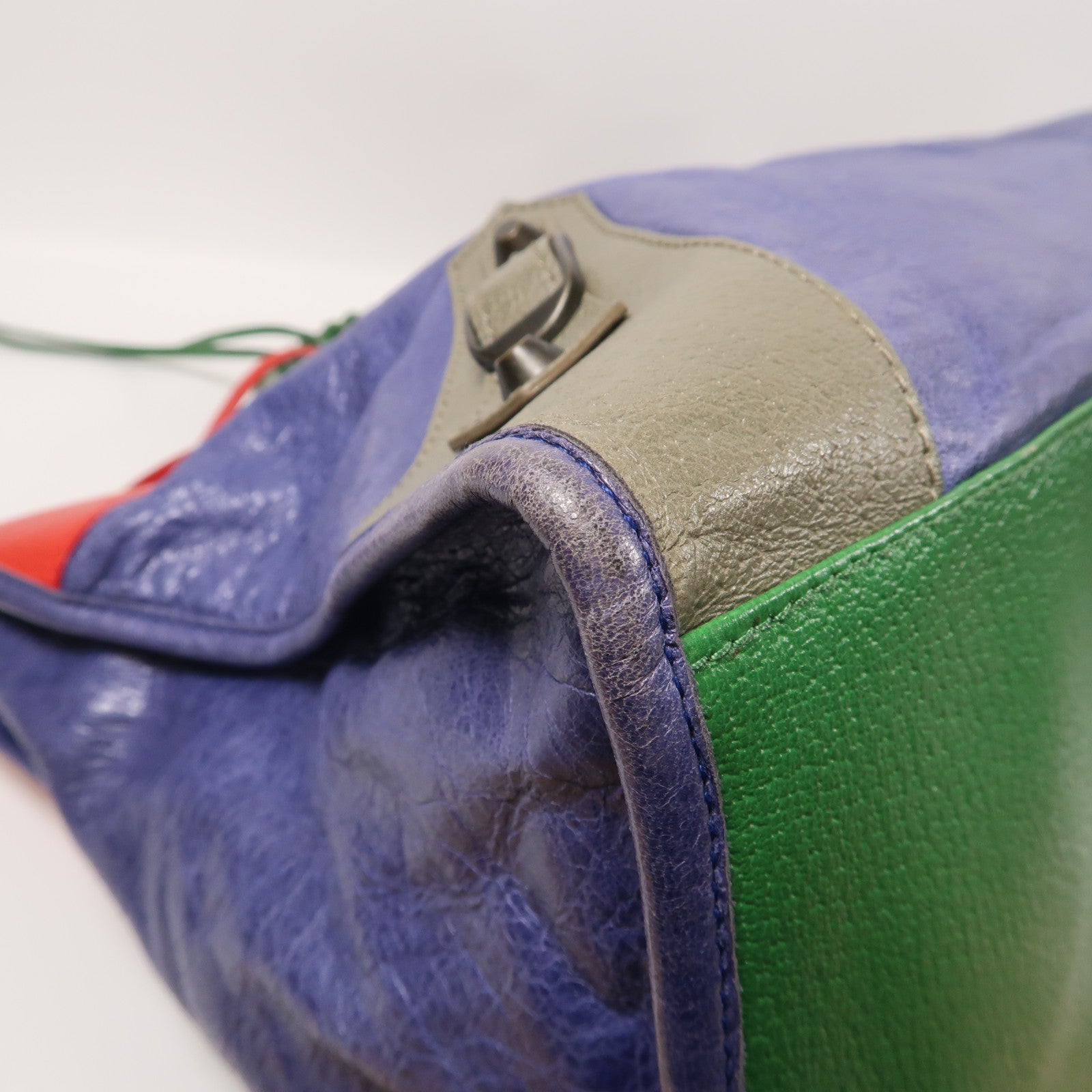 BALENCIAGA 羊皮皮革Work金扣手挽袋藍色