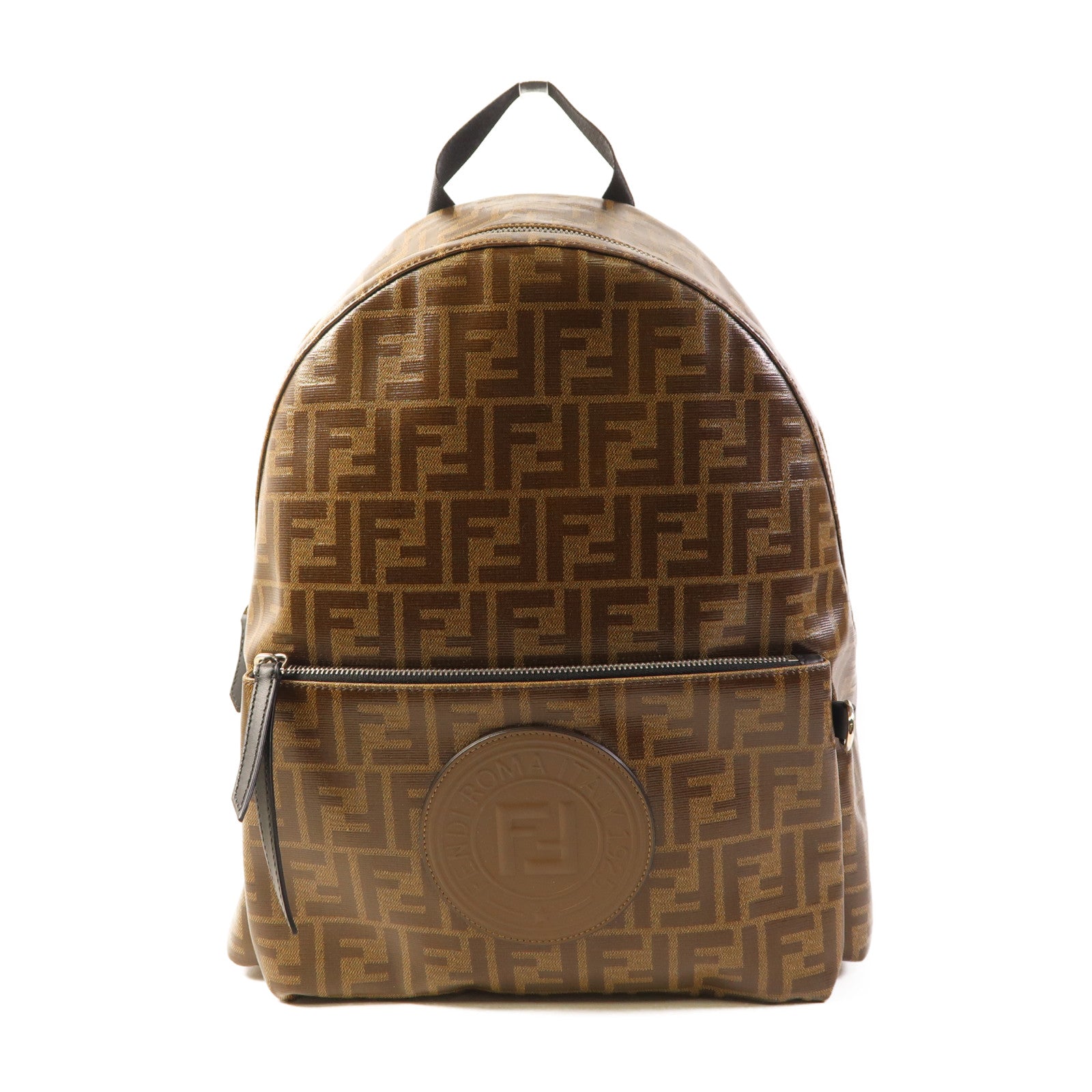 FENDI 塗層帆布Backpack銀扣背包