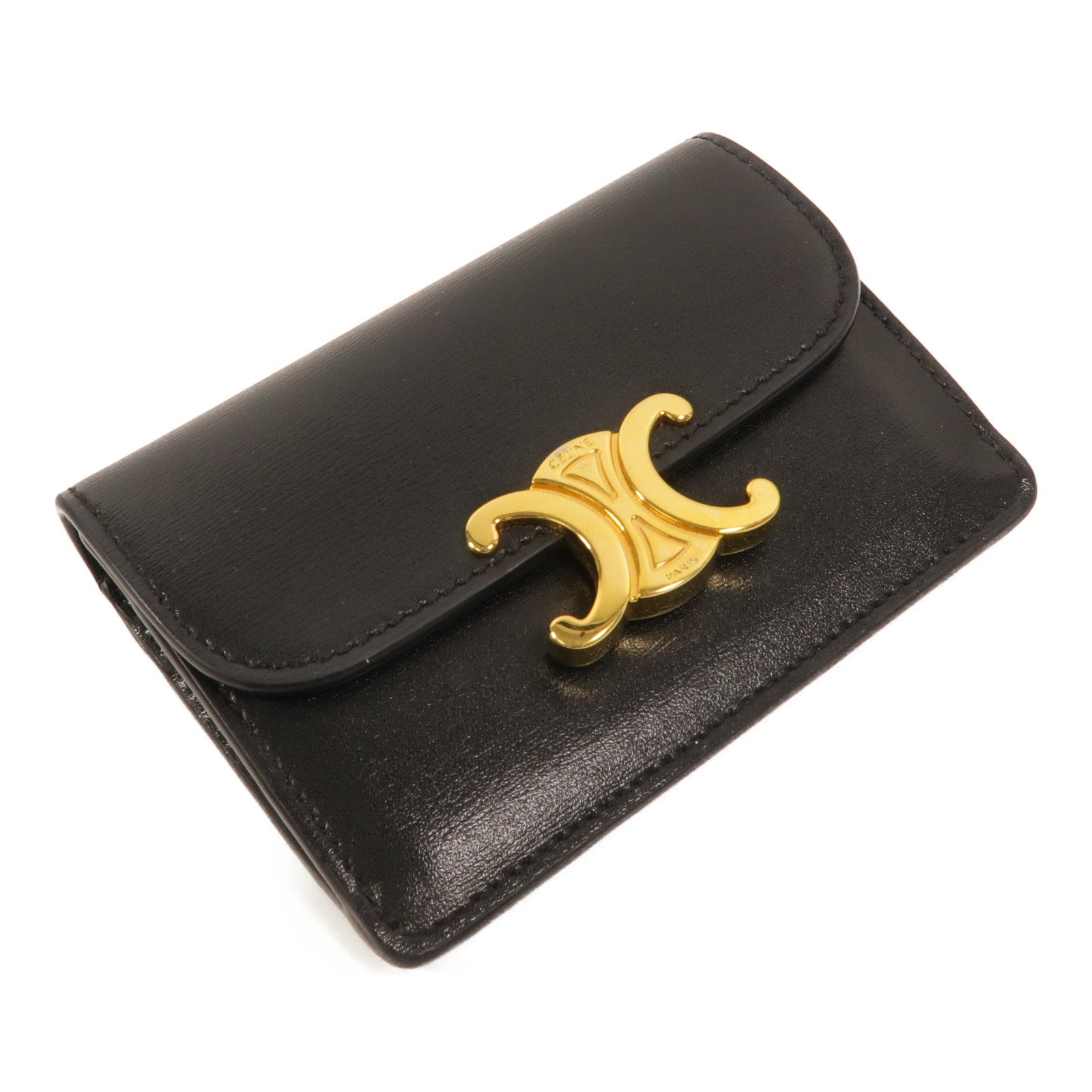 CELINE 牛皮皮革Card Holder With Flap Triomphe卡片套
