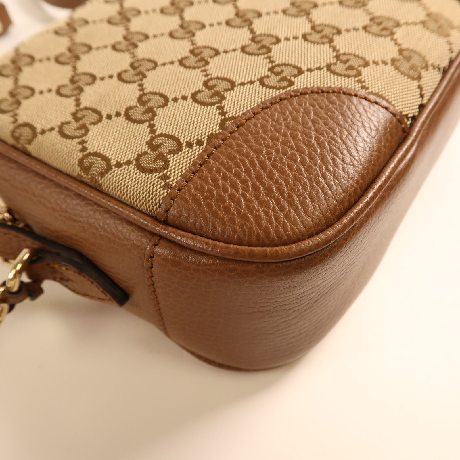 GUCCI GG GHW Shoulder Bag Canvas 449413 Brown