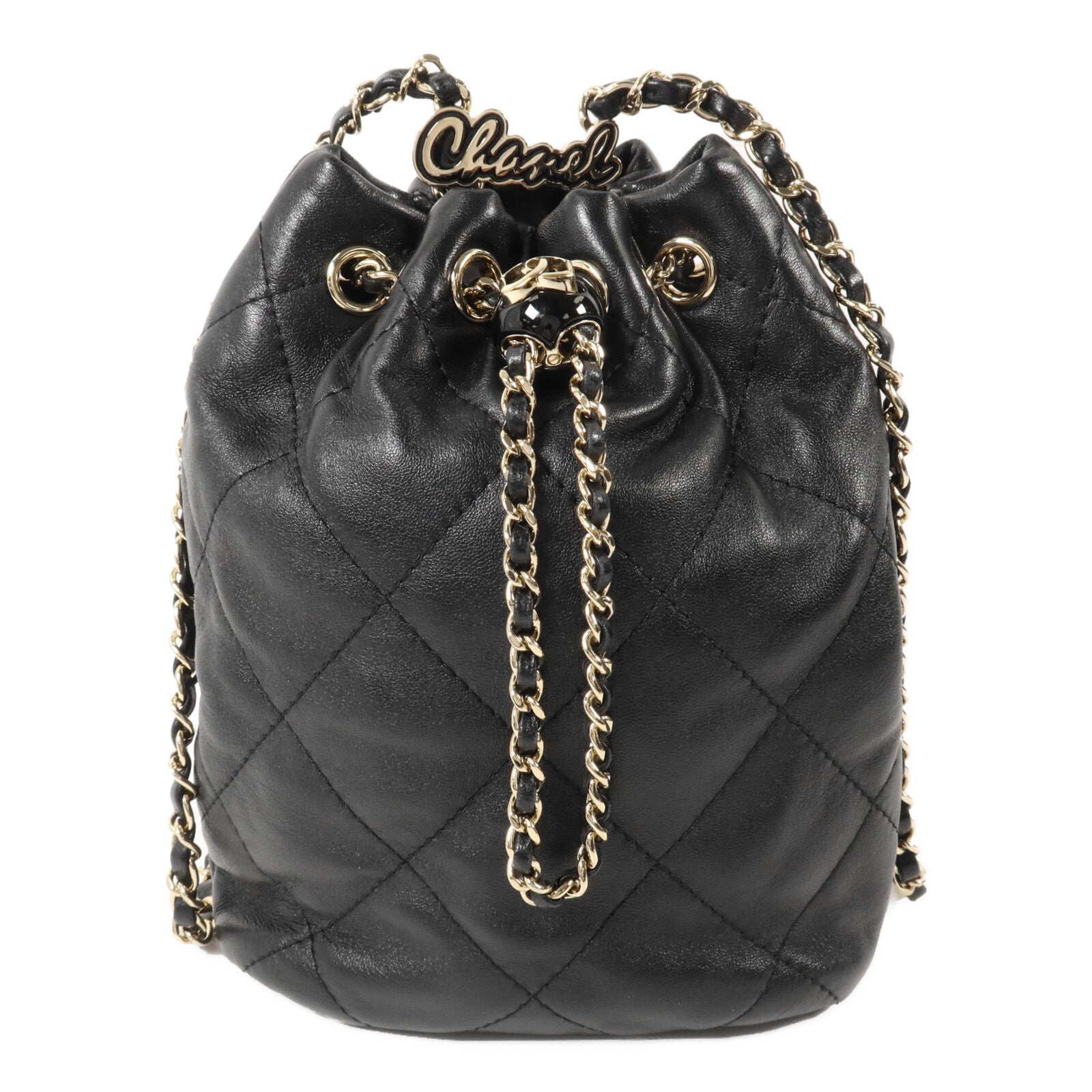 CHANEL 羊皮皮革Bucket Backpack鏈帶背包