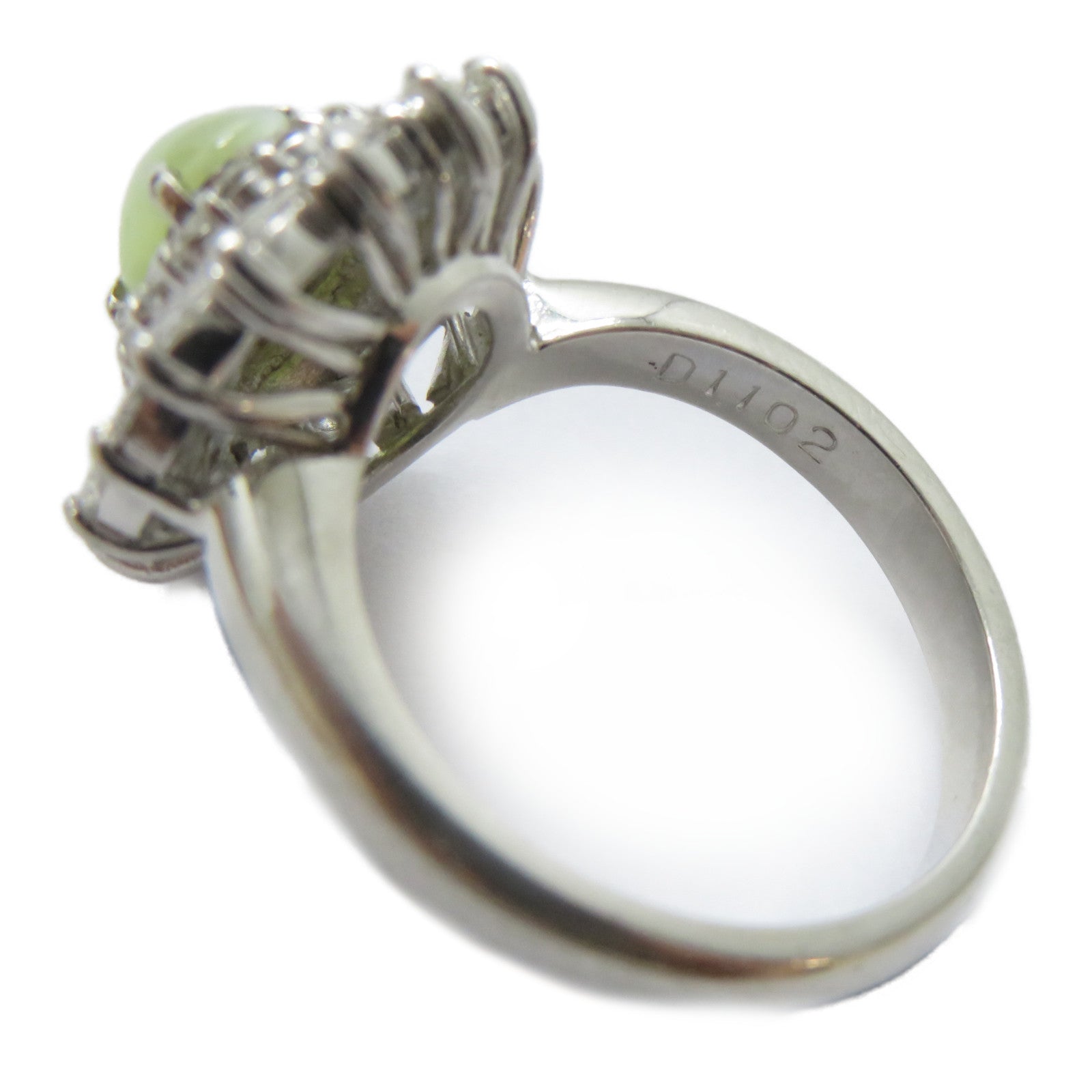 JEWELRY PT900鉑金Cat's Eye Ring 1.27ct貓眼石/1.102ct鑽石戒指US#6