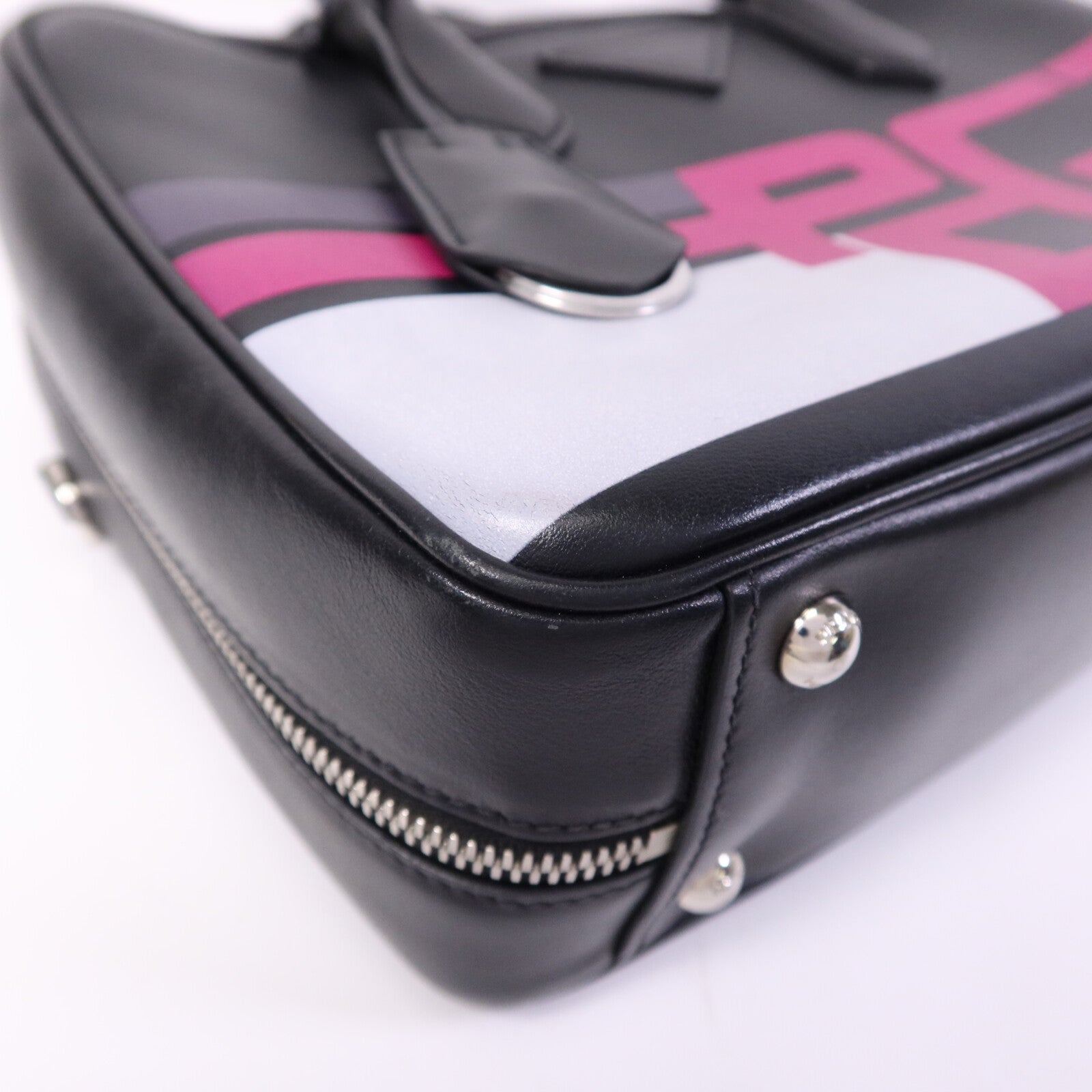 PRADA 【激減優惠】牛皮皮革Shoulder Bag銀扣手挽肩背兩用袋