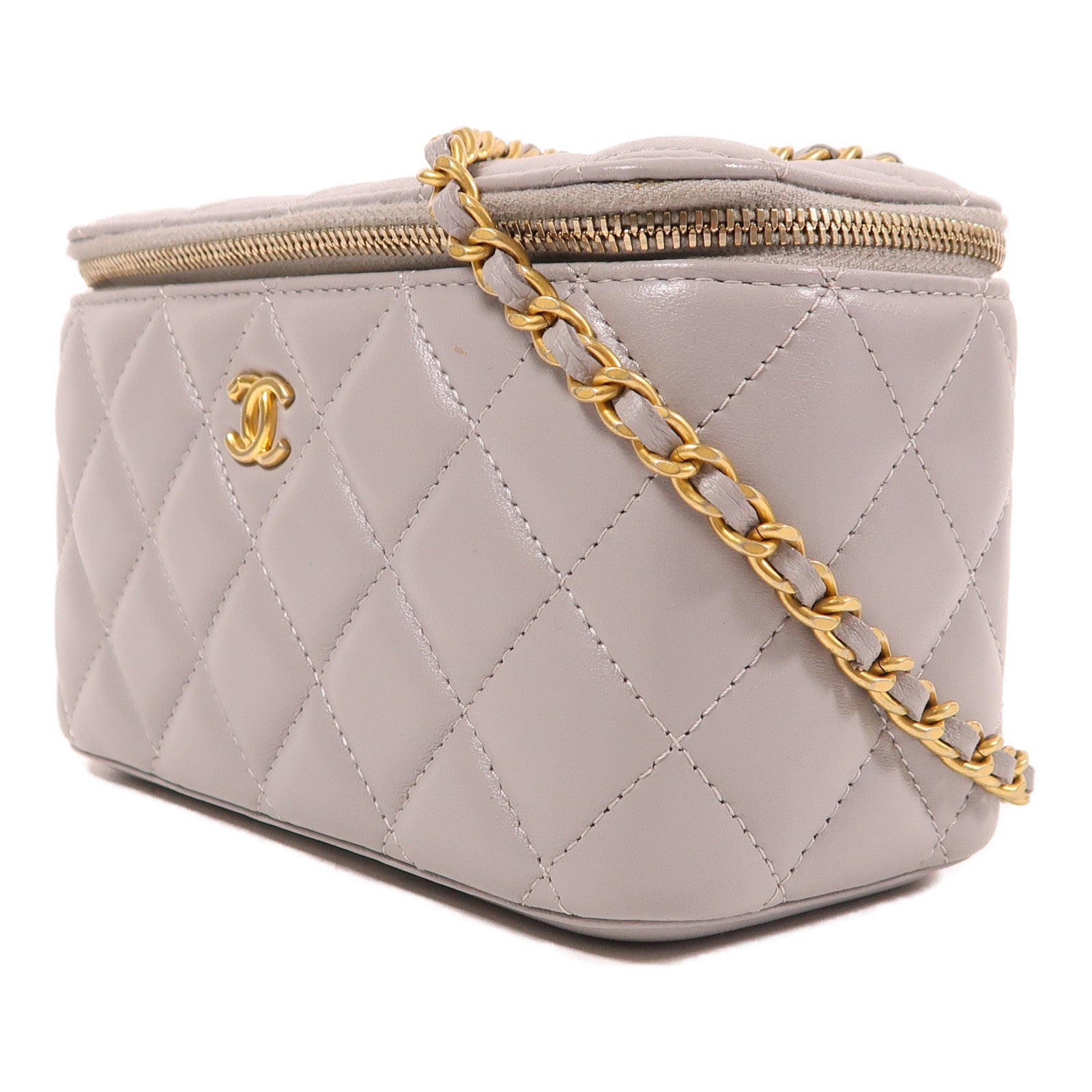 CHANEL 皮革Vanity Case金扣鏈帶肩背袋