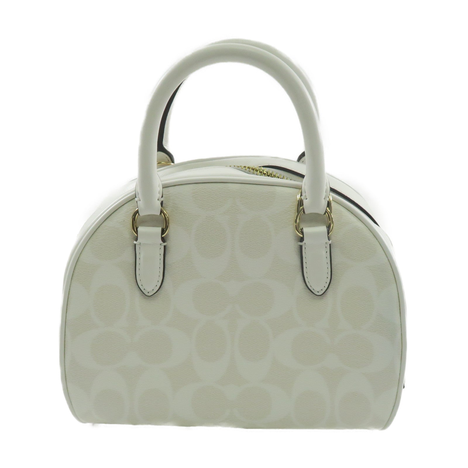 COACH 塗層帆布Sydney Satchel金扣手挽肩背兩用袋白色