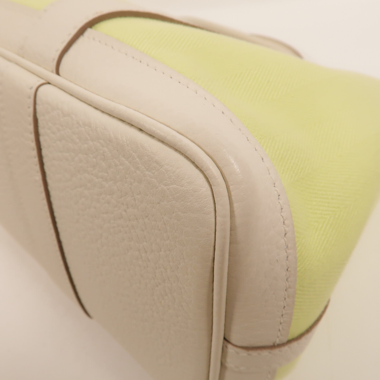 HERMES 帆布Garden Party TPM手挽袋Lime/White