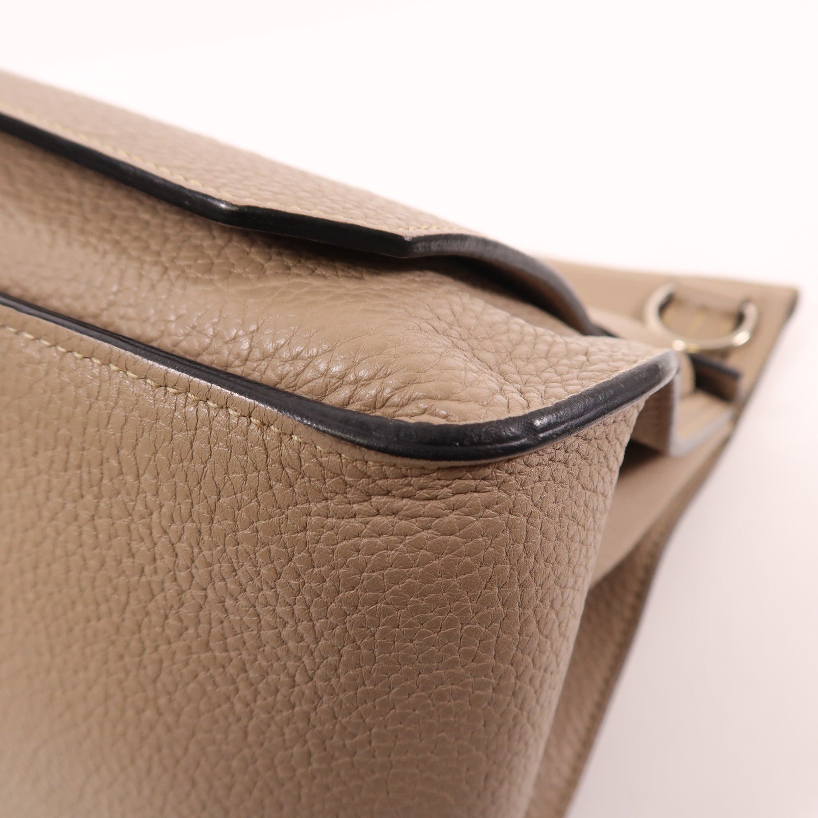 HERMES Clemence皮革Jypsiere 34銀扣肩背袋Argile