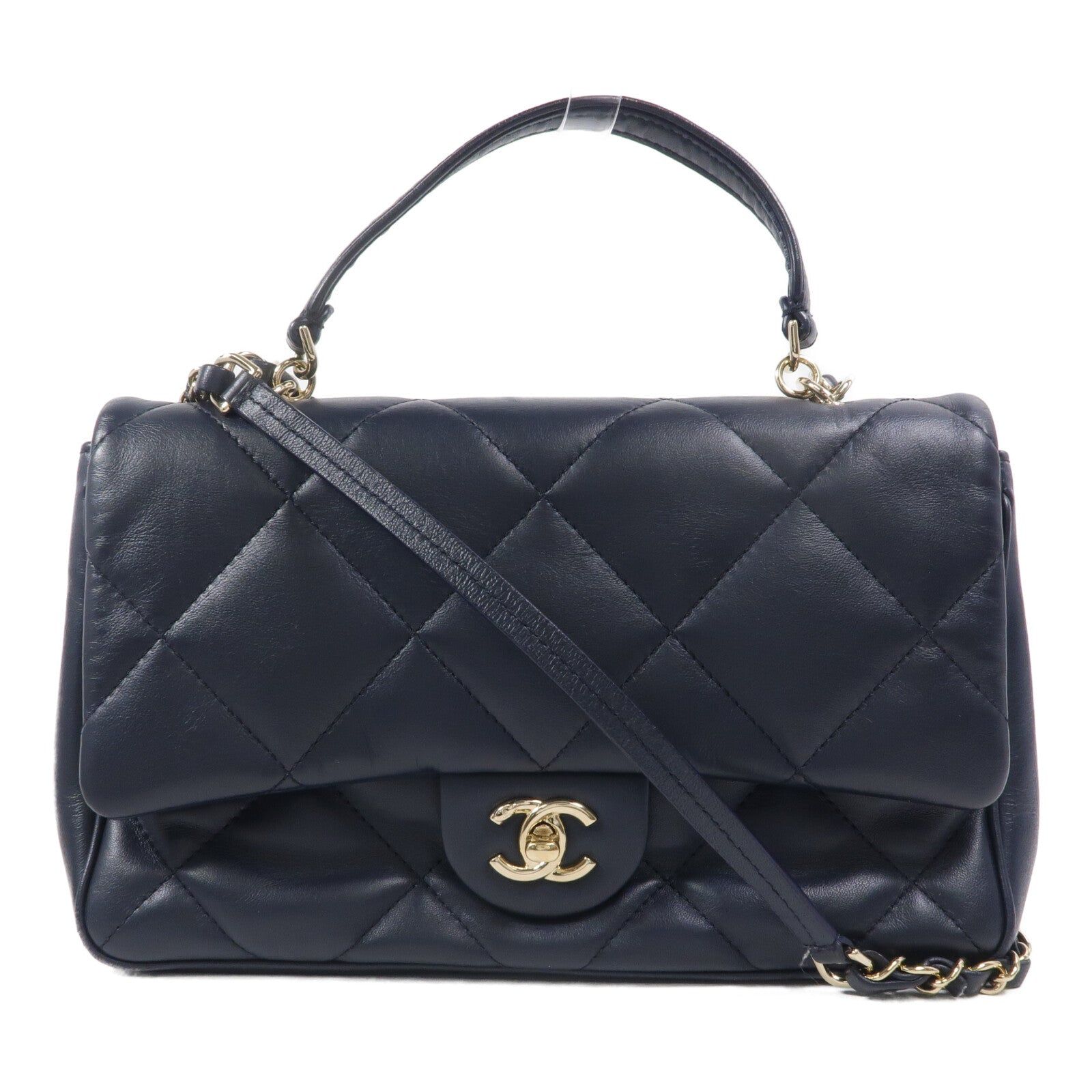 CHANEL 羊皮皮革Top Handle Flap手挽肩背兩用袋